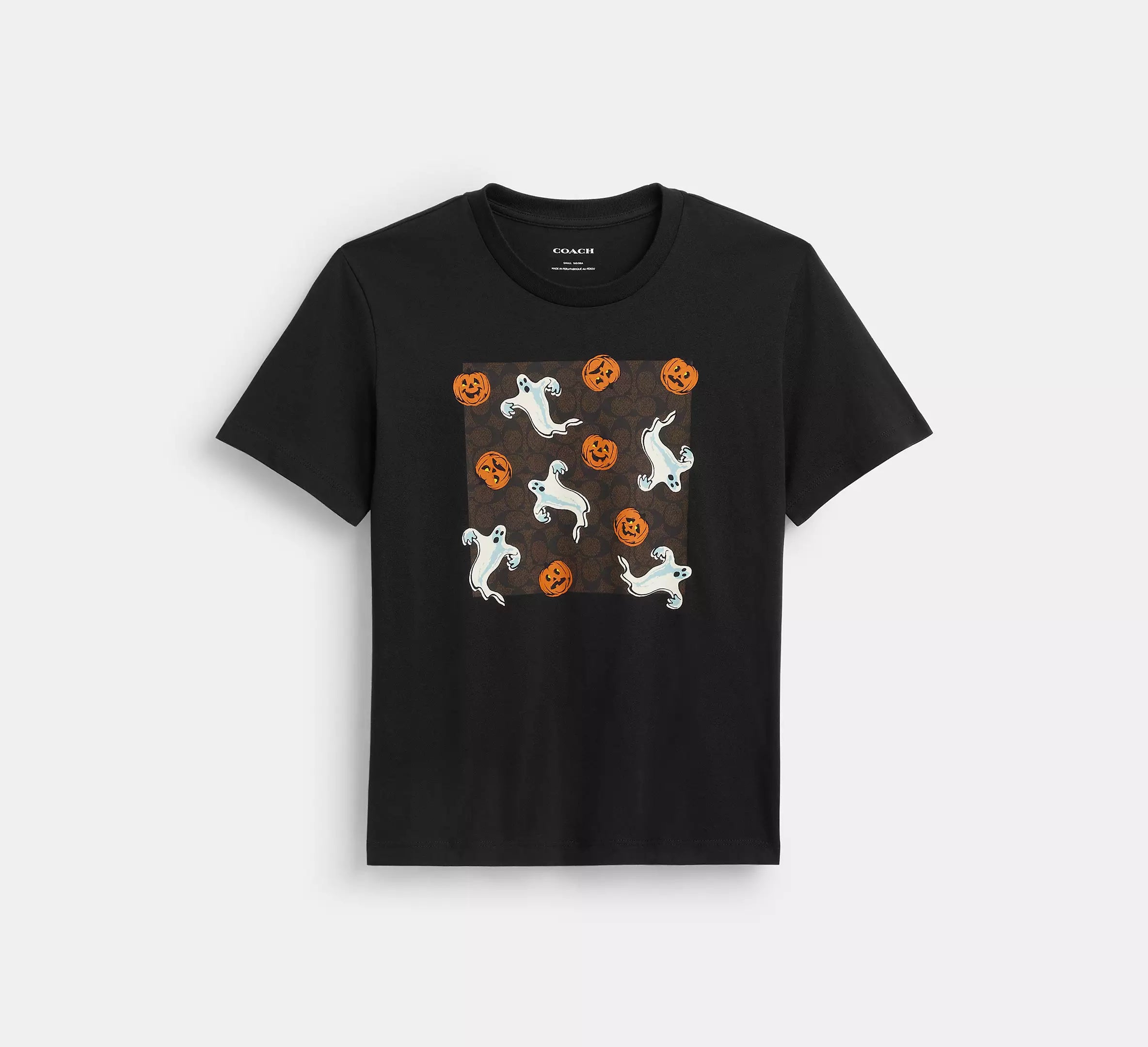 Coach Pumpkin And Ghost Signature Classic T-Shirt  -  Black