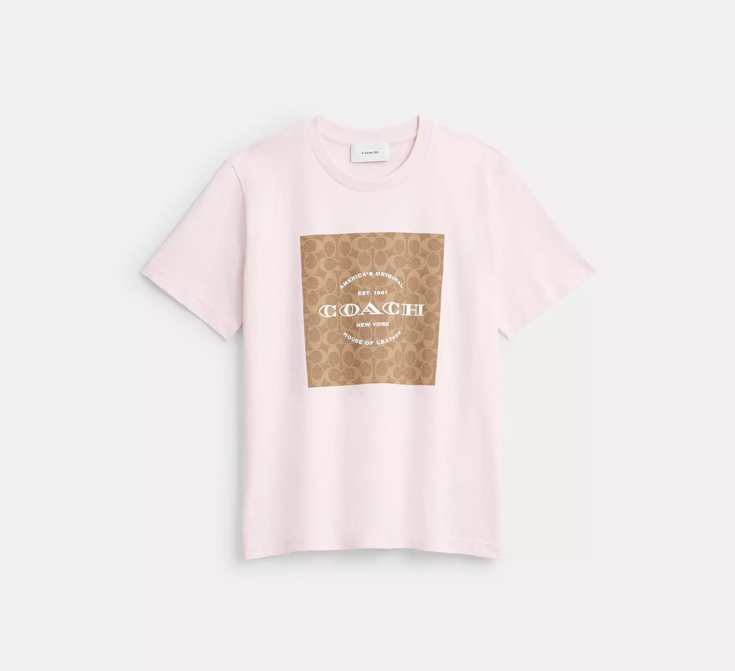 Coach Signature Square T-Shirt  -  Light Pink