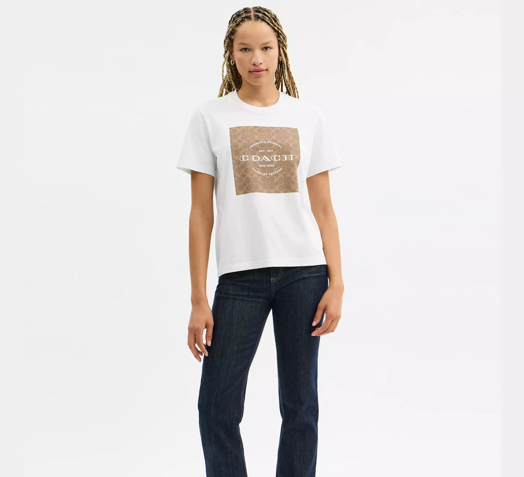 Coach Signature Square T-Shirt  -    White