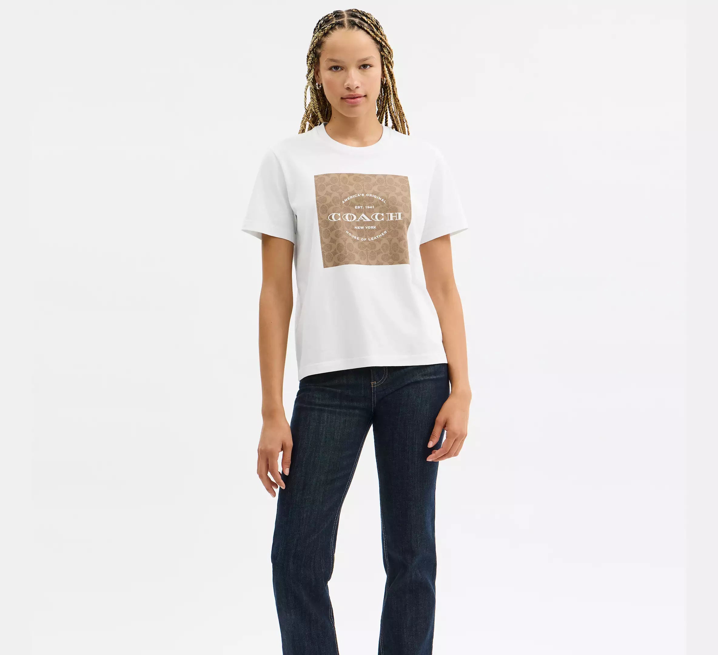 Coach Signature Square T-Shirt  -    White
