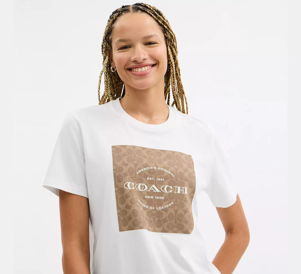 Coach Signature Square T-Shirt  -    White