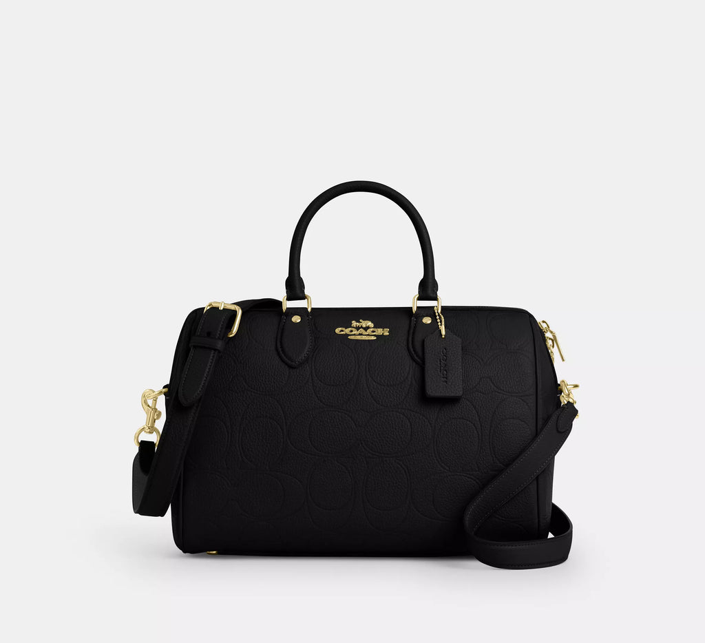 Coach Rowan Large Satchel Bag In Signature Leather  - Gold/Black