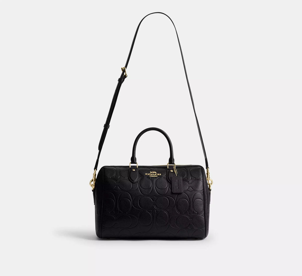 Coach Rowan Large Satchel Bag In Signature Leather  - Gold/Black