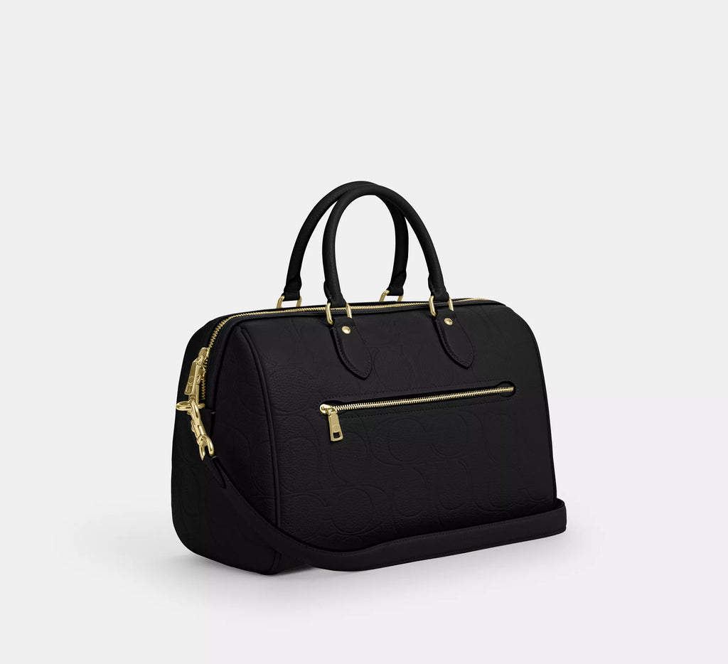 Coach Rowan Large Satchel Bag In Signature Leather  - Gold/Black