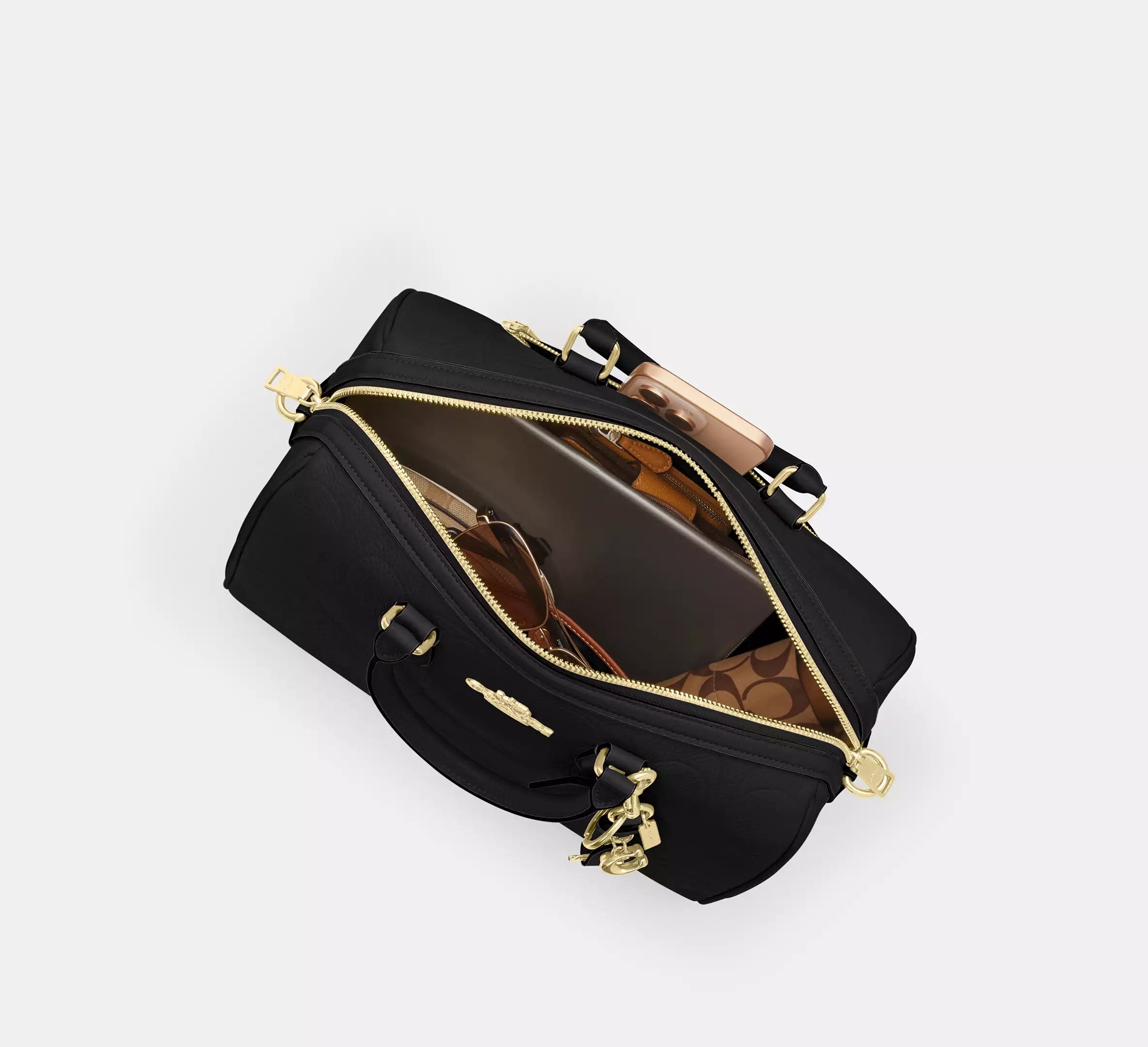 Coach Rowan Large Satchel Bag In Signature Leather  - Gold/Black