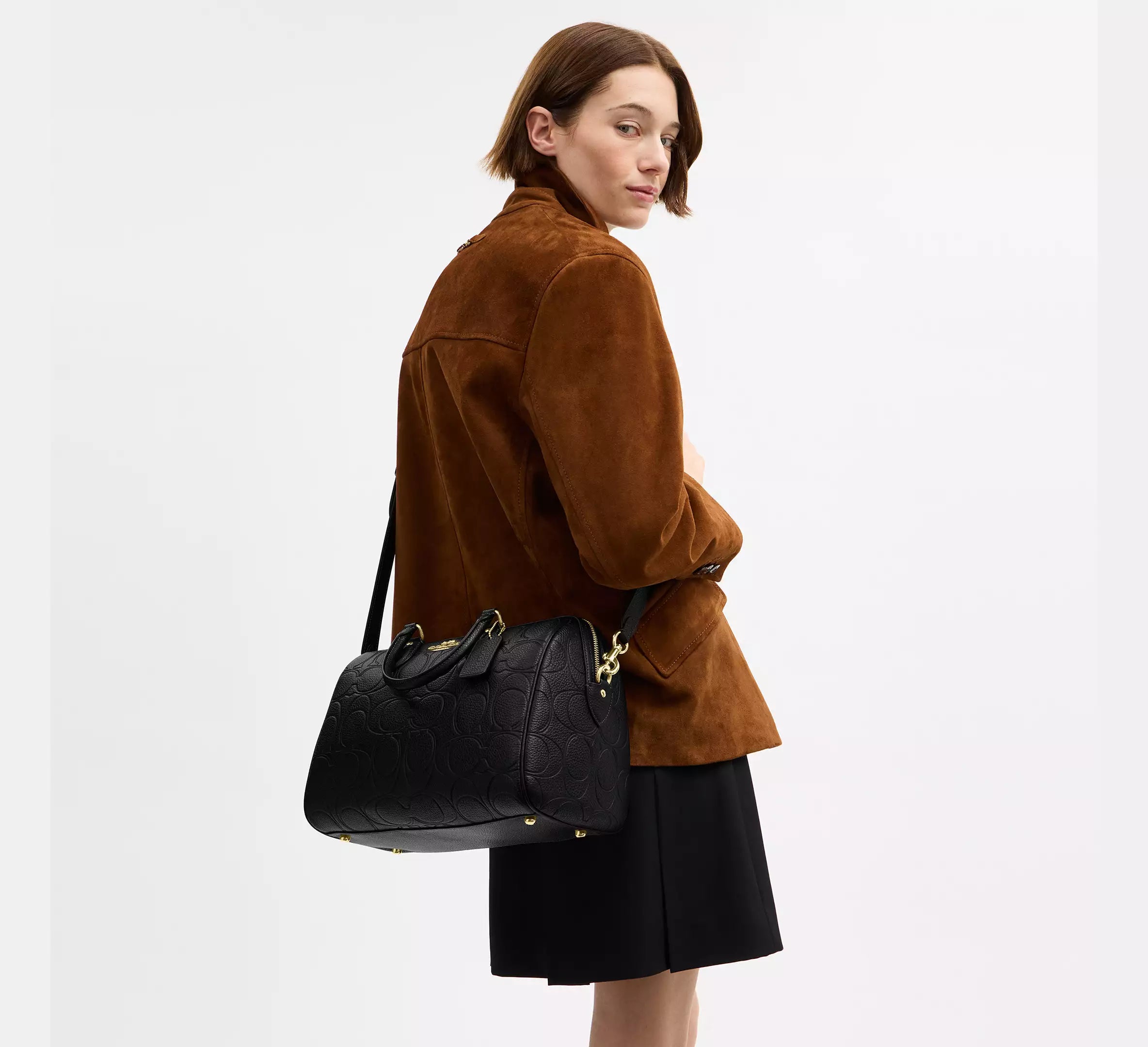 Coach Rowan Large Satchel Bag In Signature Leather  - Gold/Black