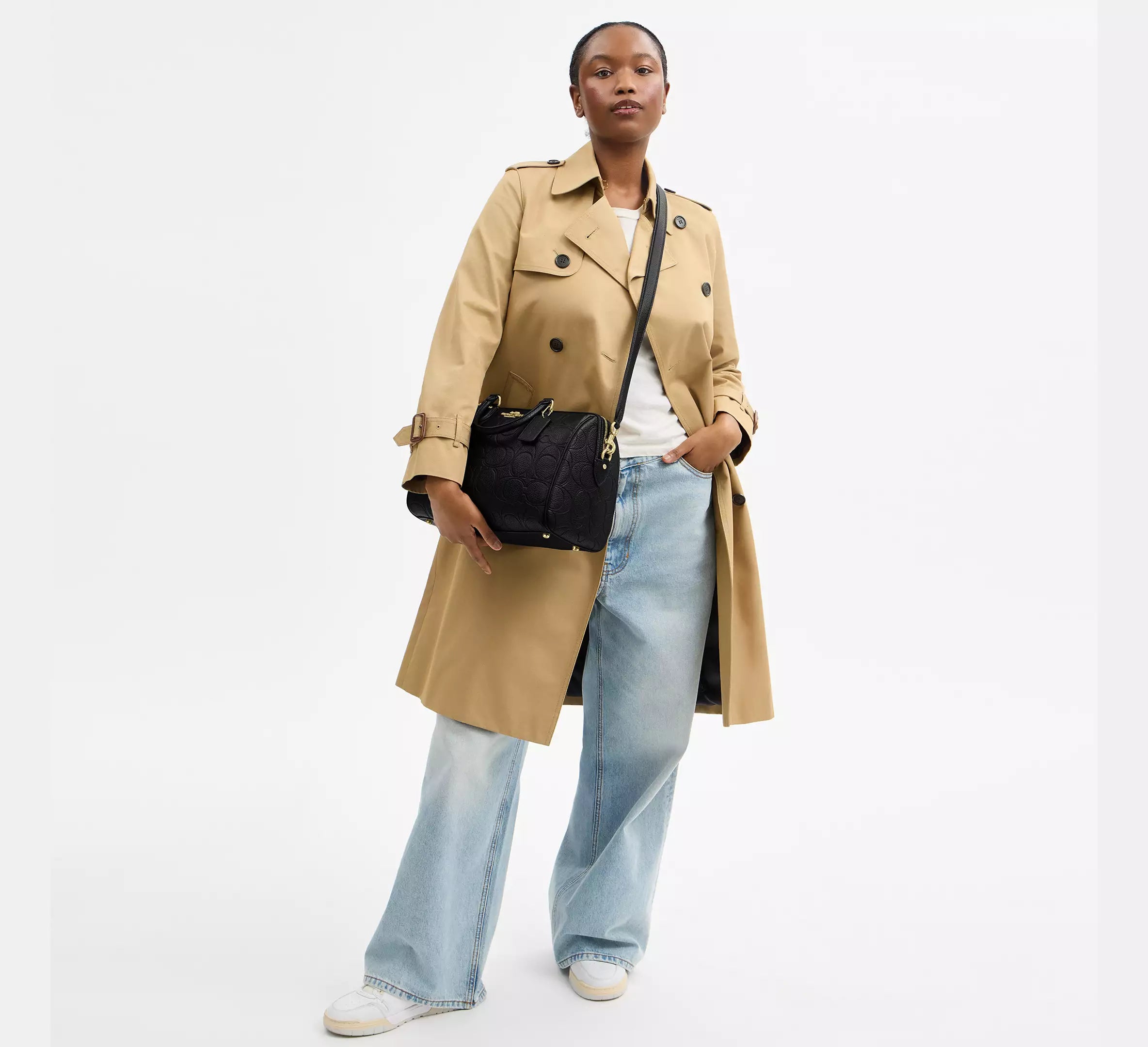 Coach Rowan Large Satchel Bag In Signature Leather  - Gold/Black