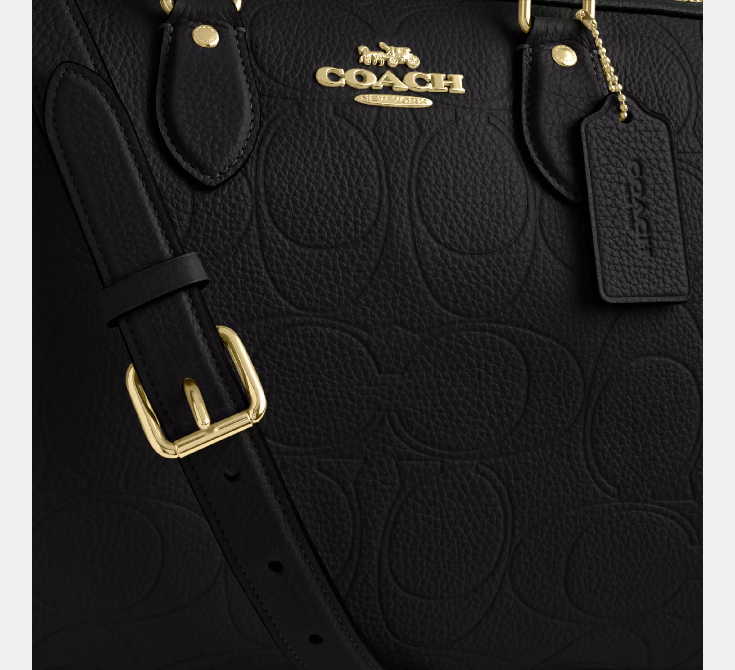 Coach Rowan Large Satchel Bag In Signature Leather  - Gold/Black