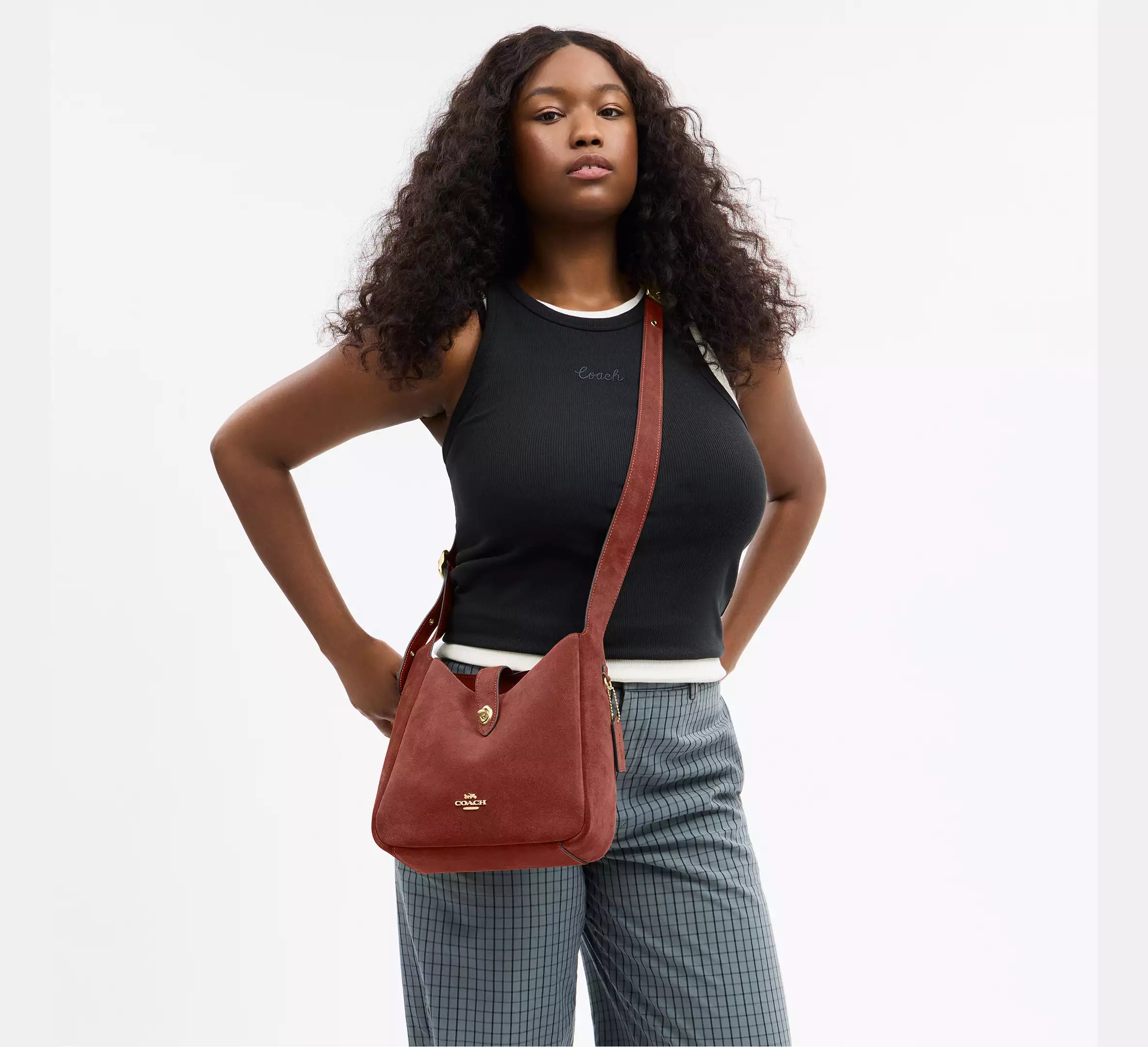 Coach Hadley Convertible Crossbody Bag - suede/Gold/Clay