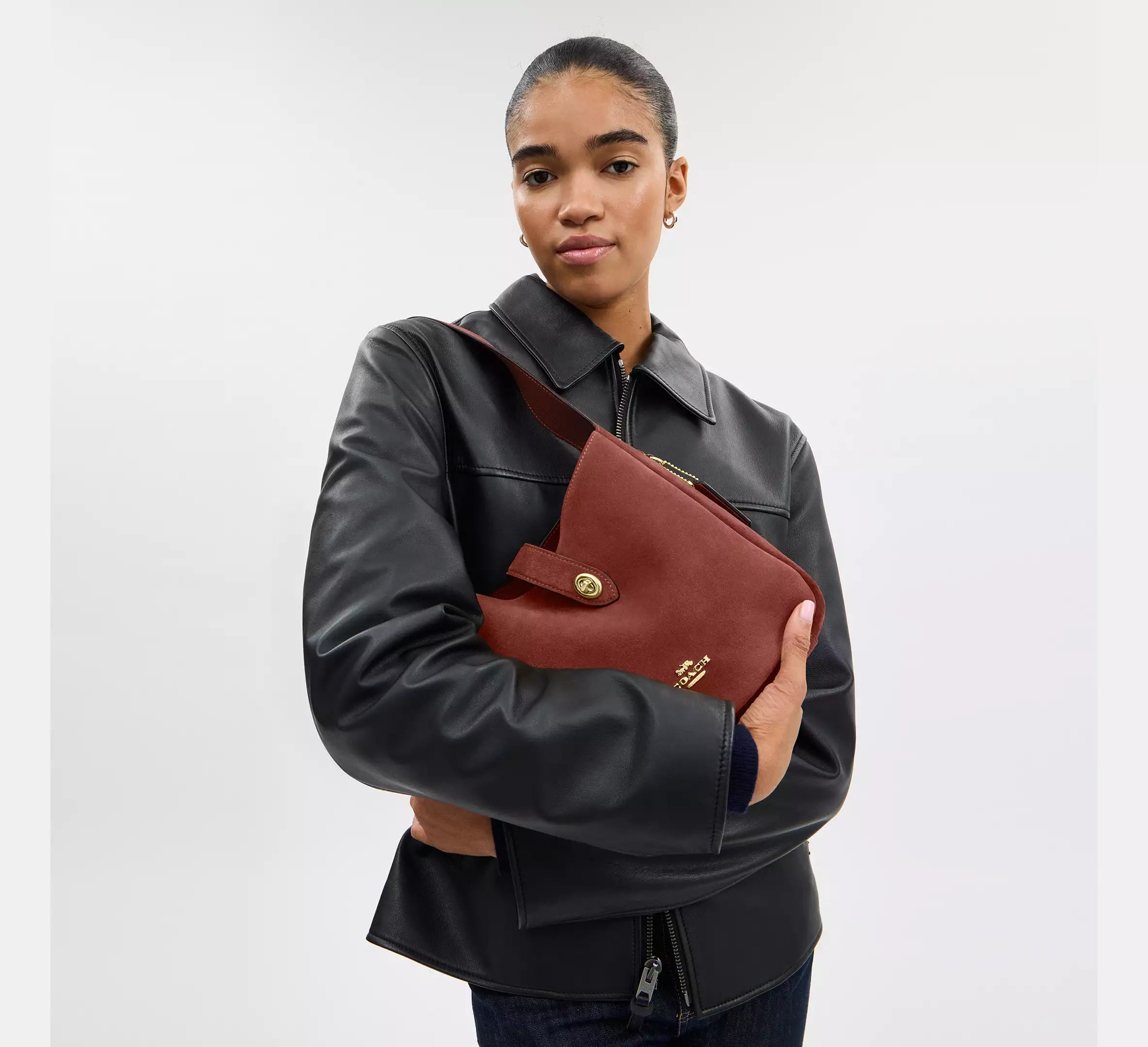 Coach Hadley Convertible Crossbody Bag - suede/Gold/Clay