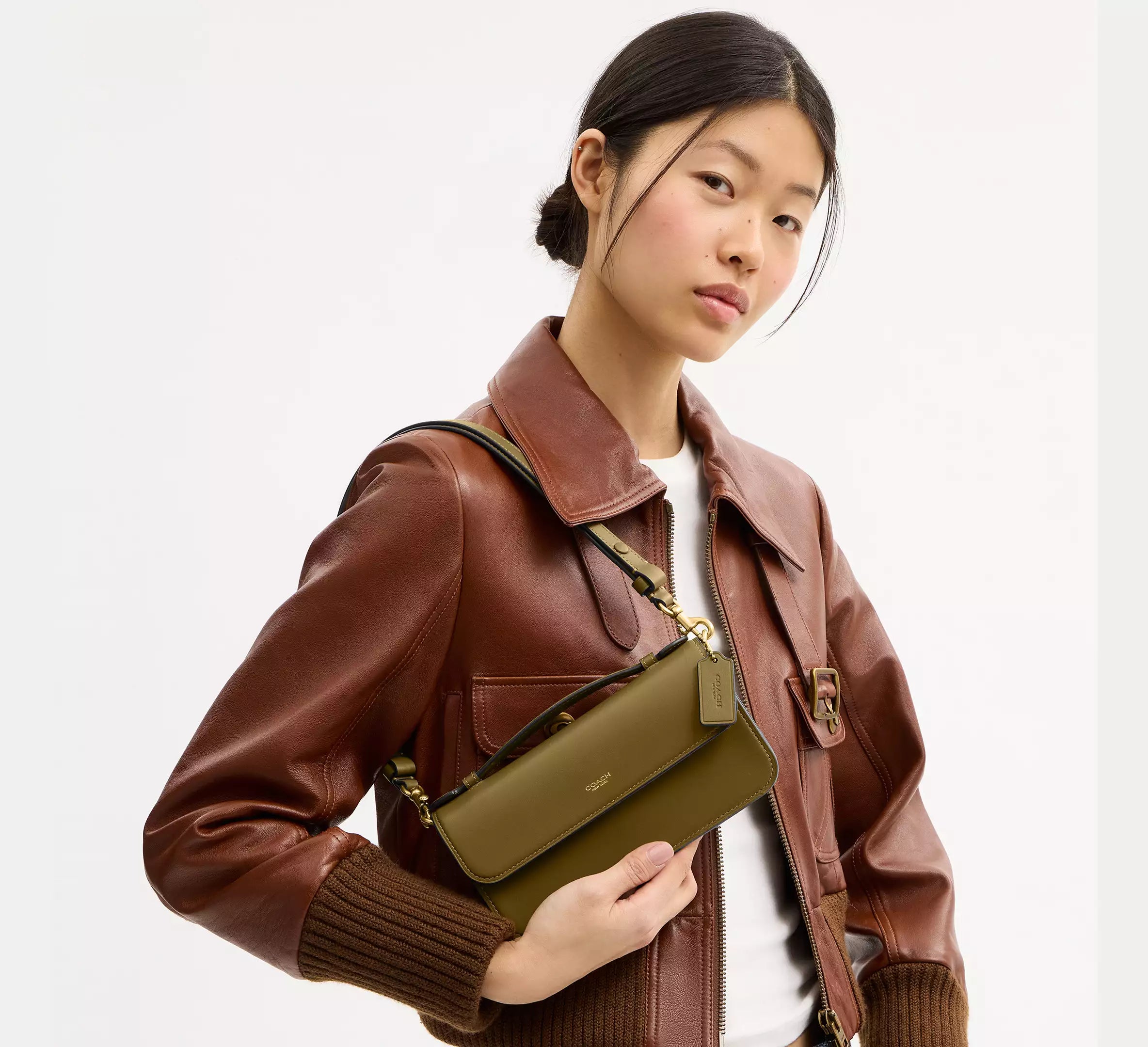 Coach Elora Top Handle Crossbody Bag SEZON -   Brass/Muted Olive