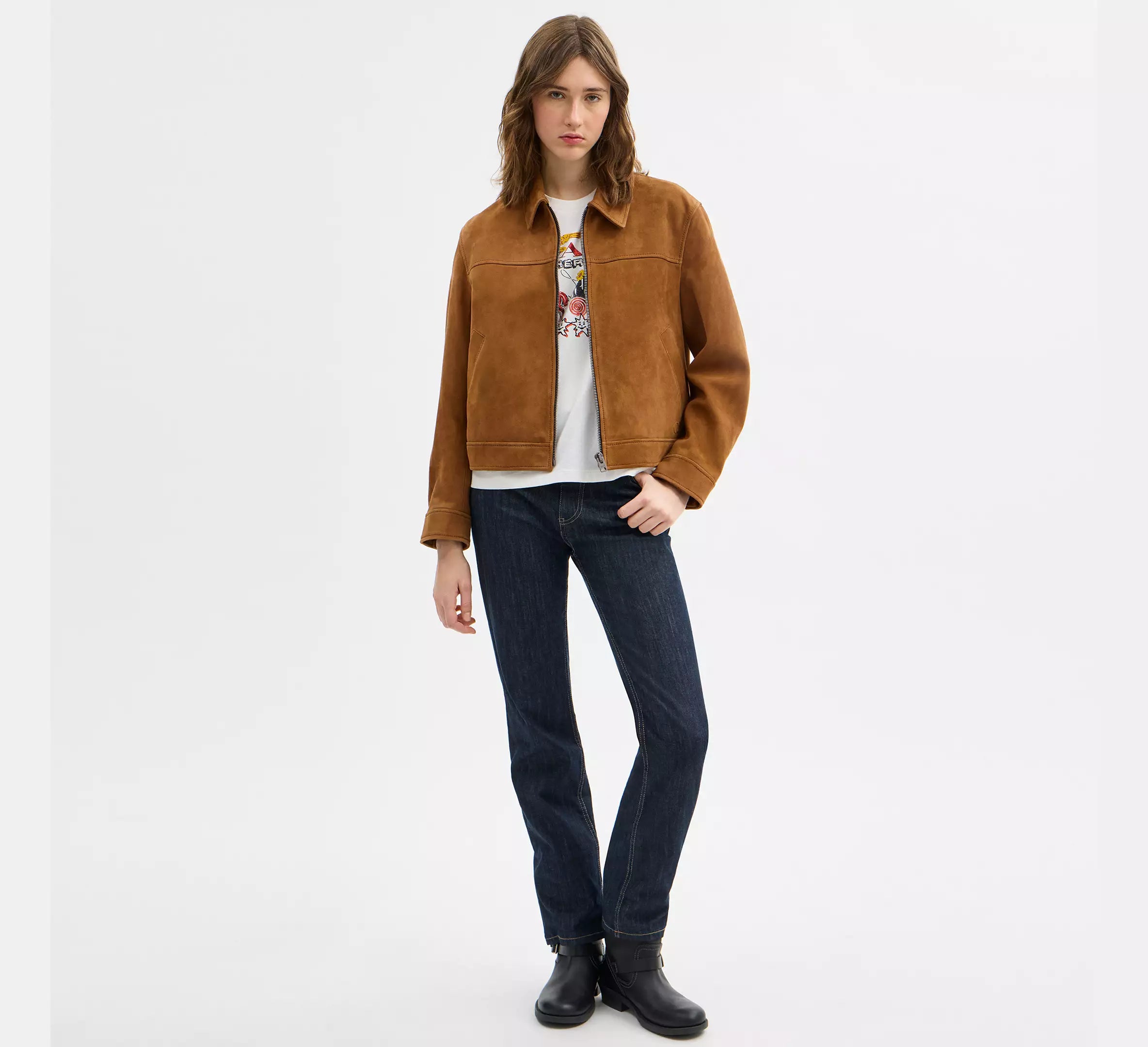 Coach Suede Jacket  - Sepia