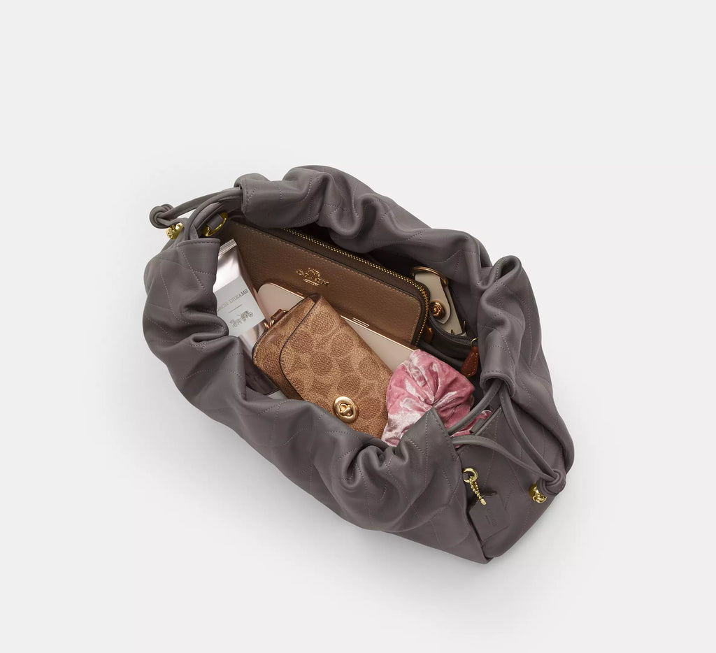 Coach Faye Large Shoulder Bag With Quilting - Gold/Slate