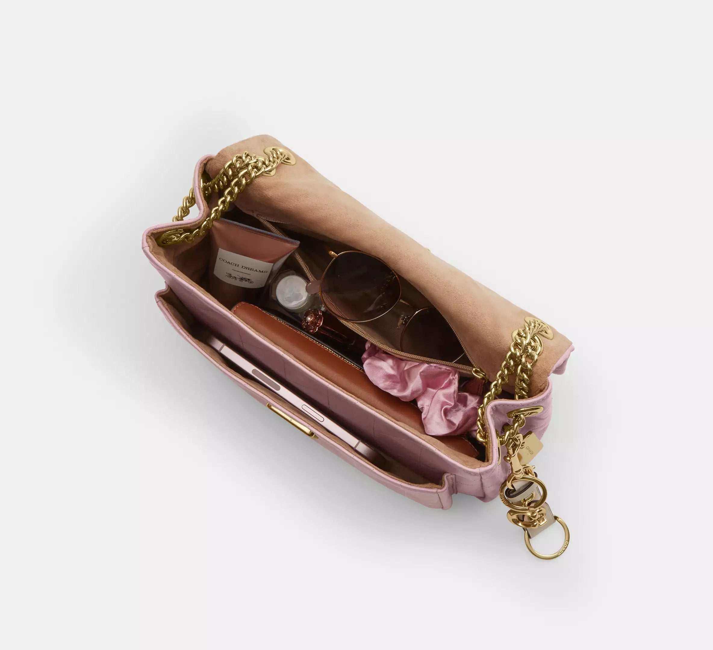 Coach Elodie Crossbody Bag With Quilting - Gold/Carnation
