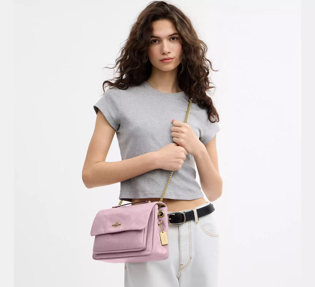 Coach Elodie Crossbody Bag With Quilting - Gold/Carnation