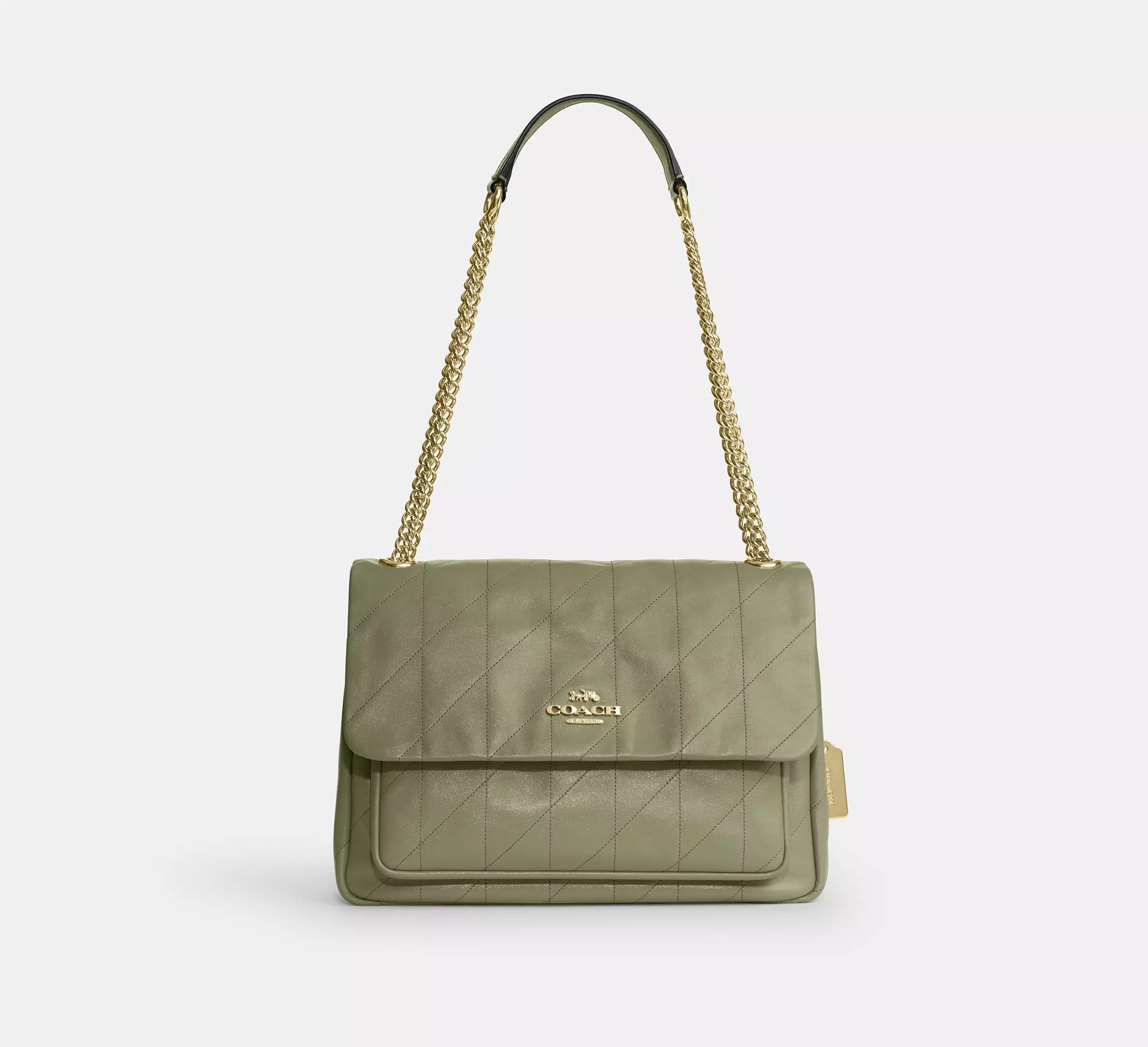 Coach Elodie Crossbody Bag With Quilting - Gold/Pistachio