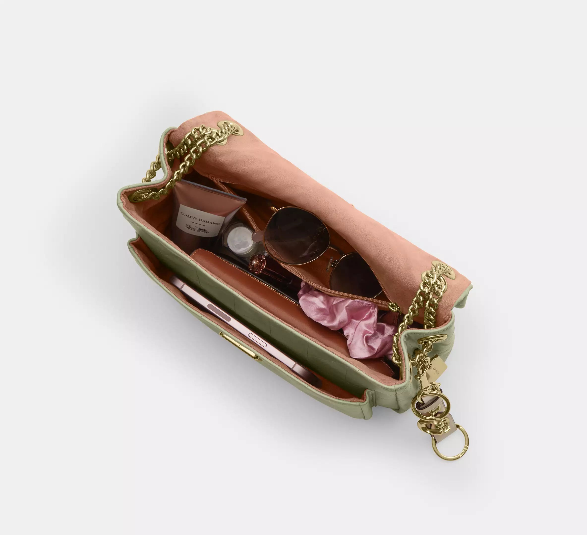 Coach Elodie Crossbody Bag With Quilting - Gold/Pistachio