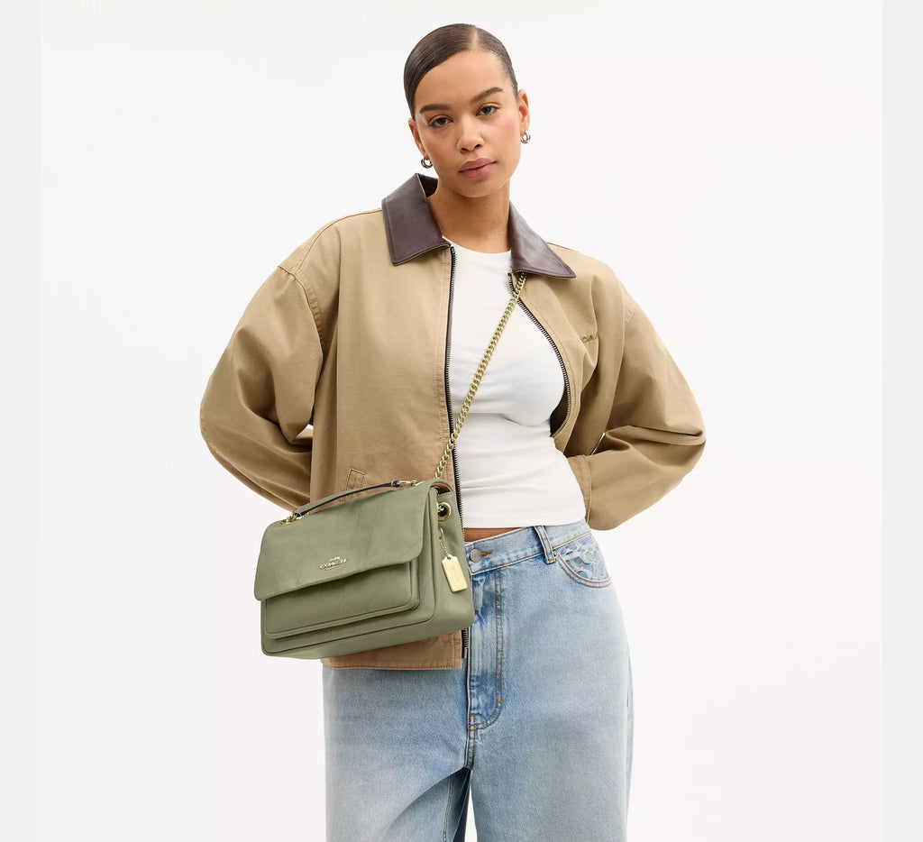 Coach Elodie Crossbody Bag With Quilting - Gold/Pistachio