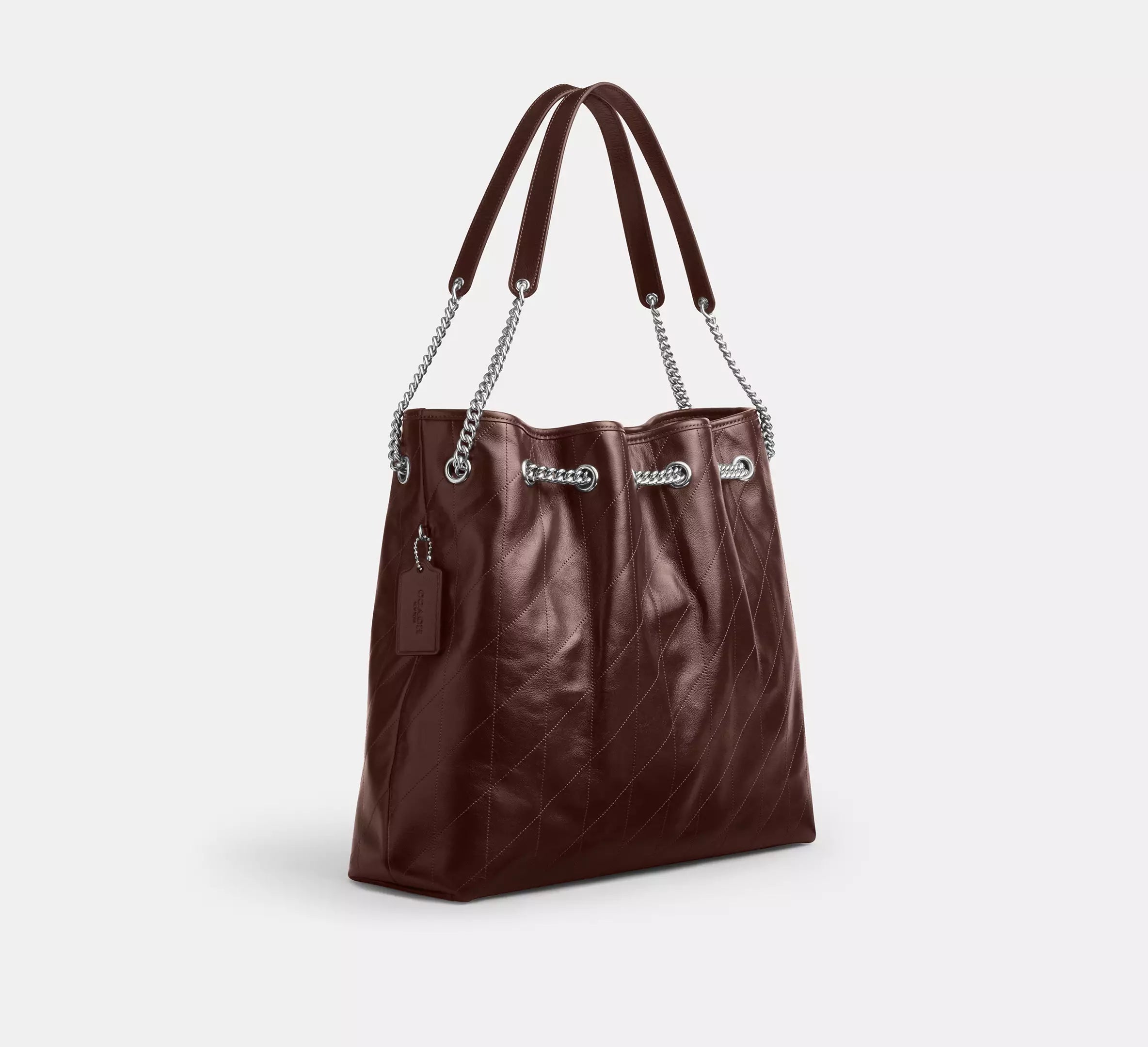 Coach Evelyn Large Shoulder Bag With Quilting - Silver/Maple