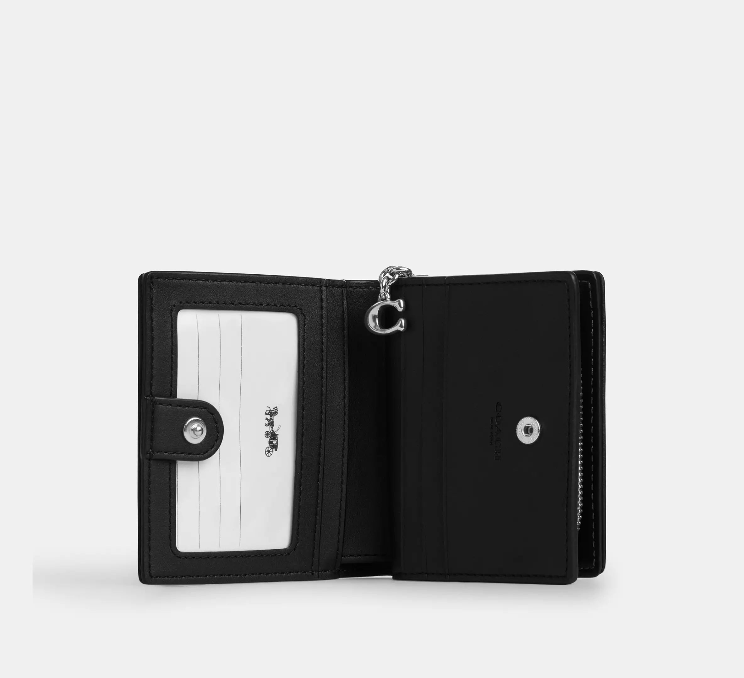 Coach Snap Wallet In Signature Denim -  Silver/Black