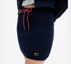 Coach Textured Knit Skirt  -  Navy Blue