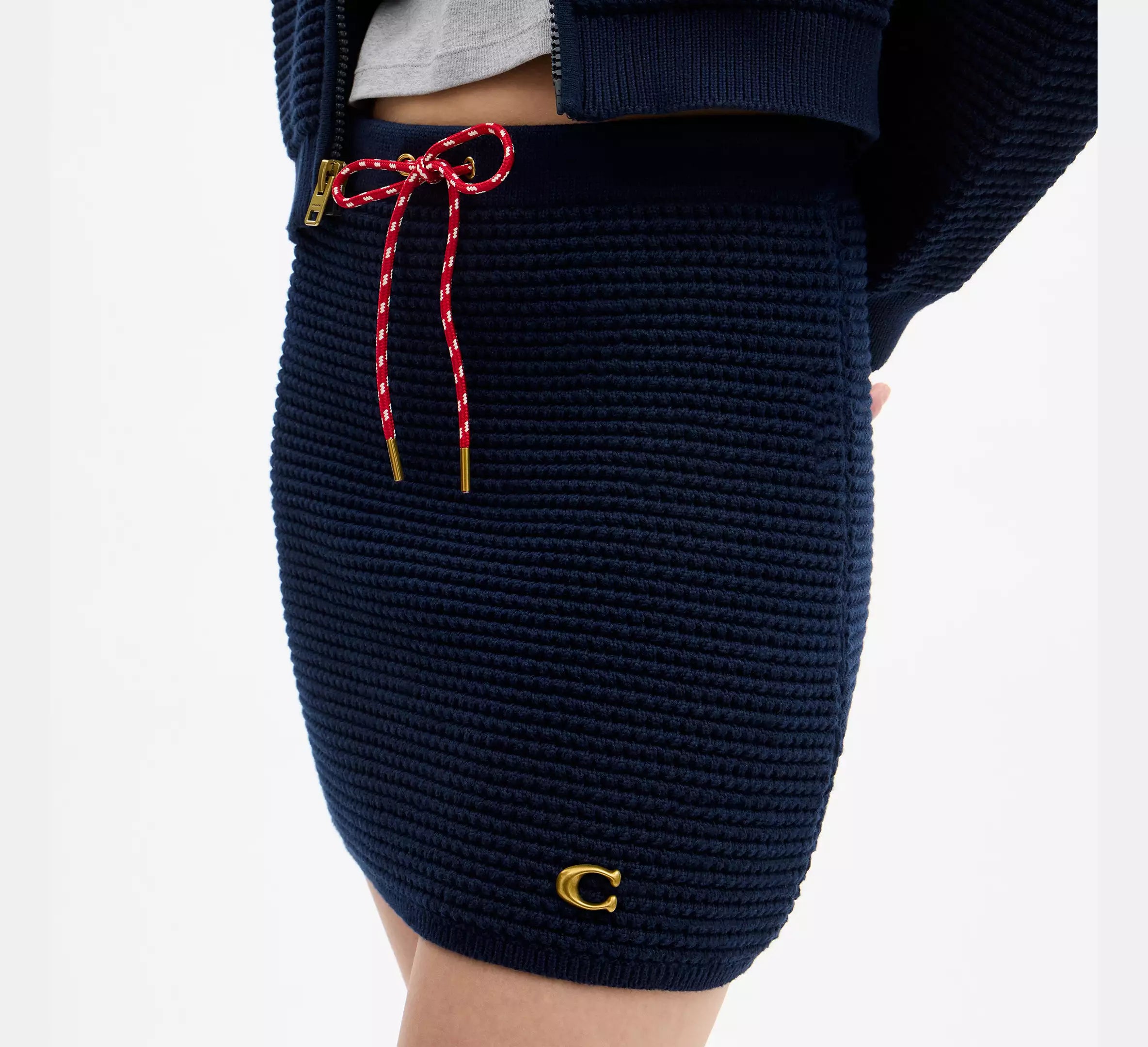 Coach Textured Knit Skirt  -  Navy Blue