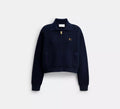 Coach Zip Front Cardigan  -  Navy Blue