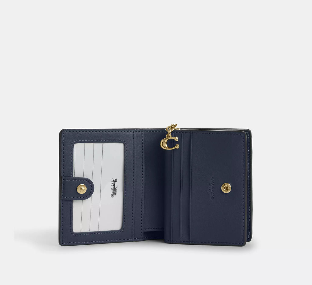 Coach Snap Wallet In Signature Denim -  Gold/Indigo