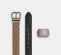 Coach Boxed Roller Buckle Cut-To-Size Reversible Belt, 38 Mm  -   Gunmetal/Tan Charcoal
