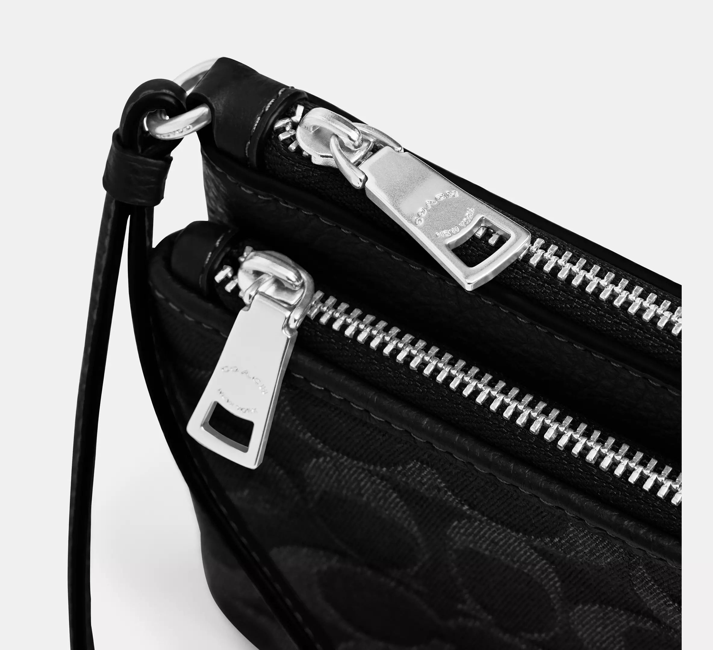 Coach Double Zip Wallet In Signature Denim - Silver/Black