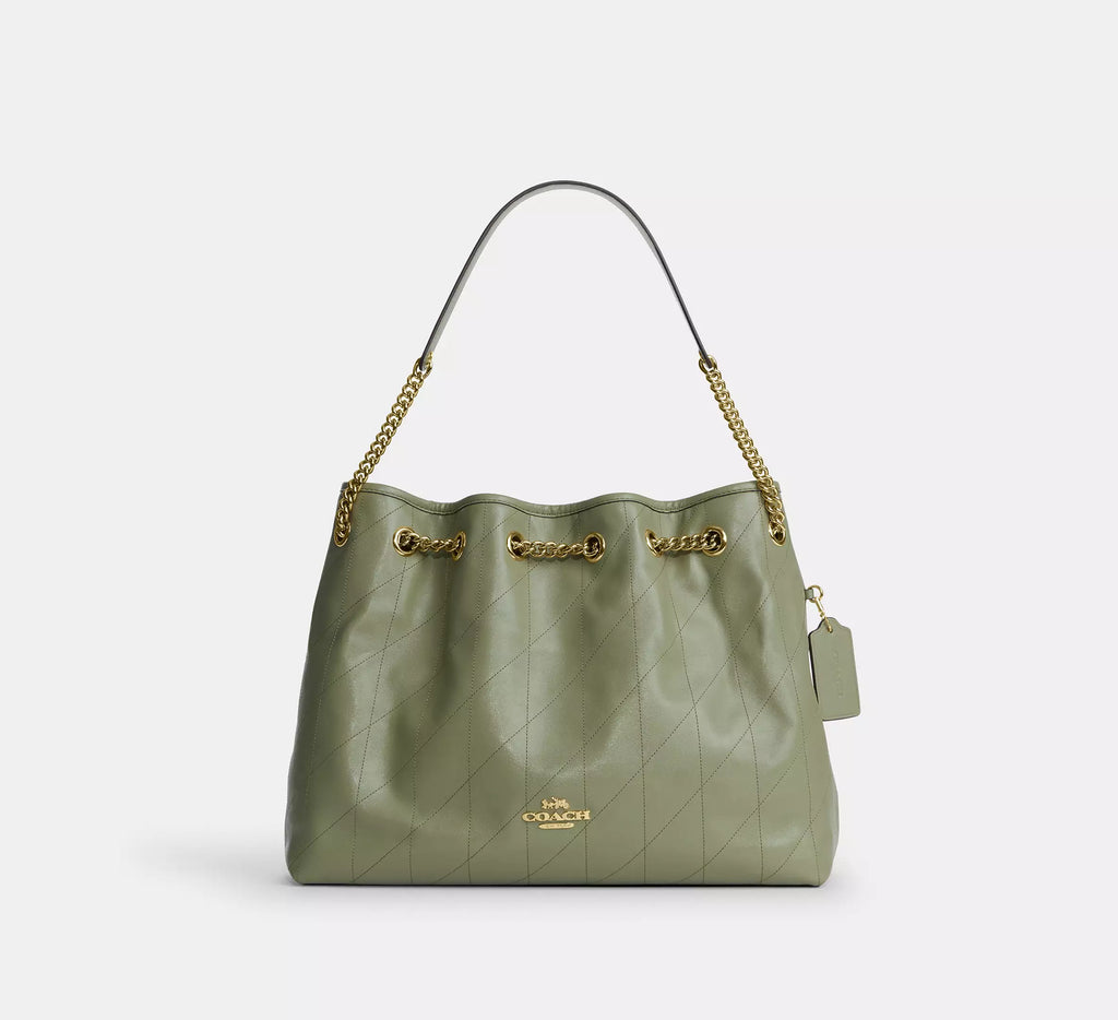 Coach Evelyn Shoulder Bag With Quilting - Gold/Pistachio