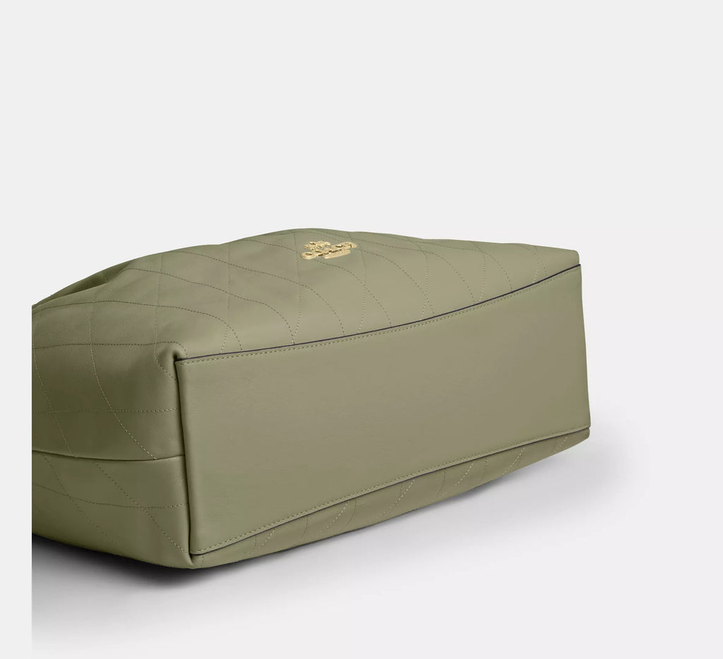 Coach Evelyn Shoulder Bag With Quilting - Gold/Pistachio