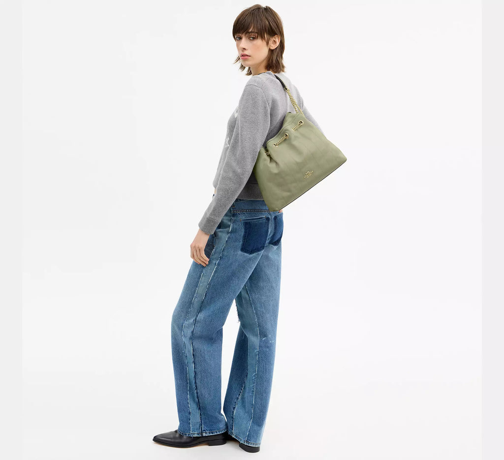 Coach Evelyn Shoulder Bag With Quilting - Gold/Pistachio