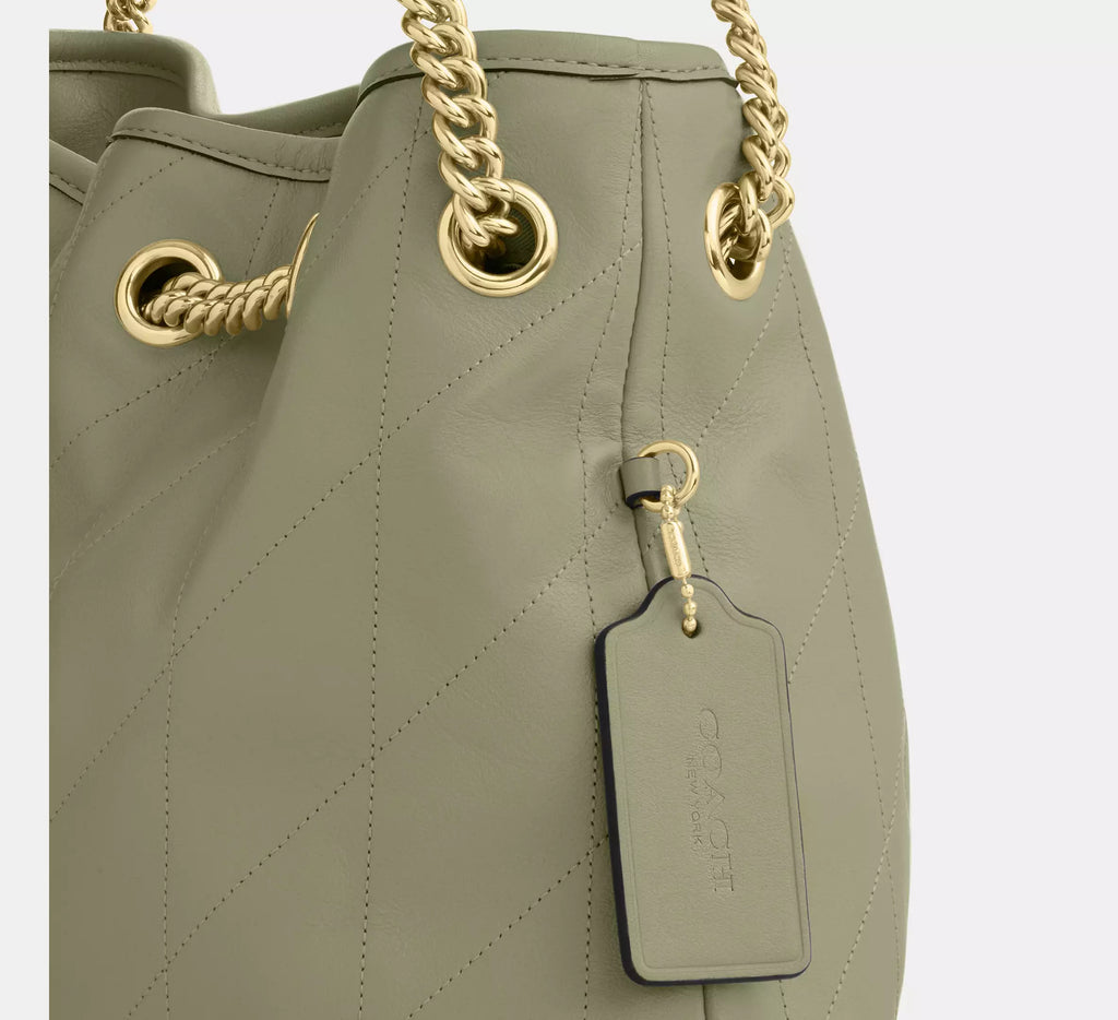 Coach Evelyn Shoulder Bag With Quilting - Gold/Pistachio
