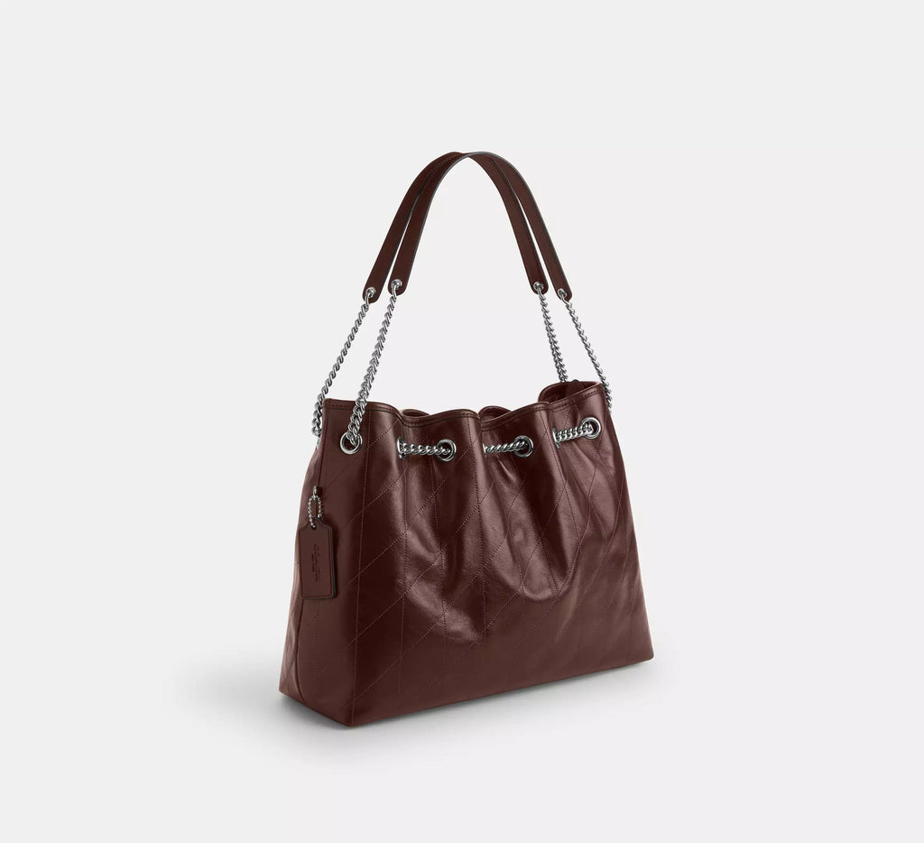 Coach Evelyn Shoulder Bag With Quilting - Silver/Maple