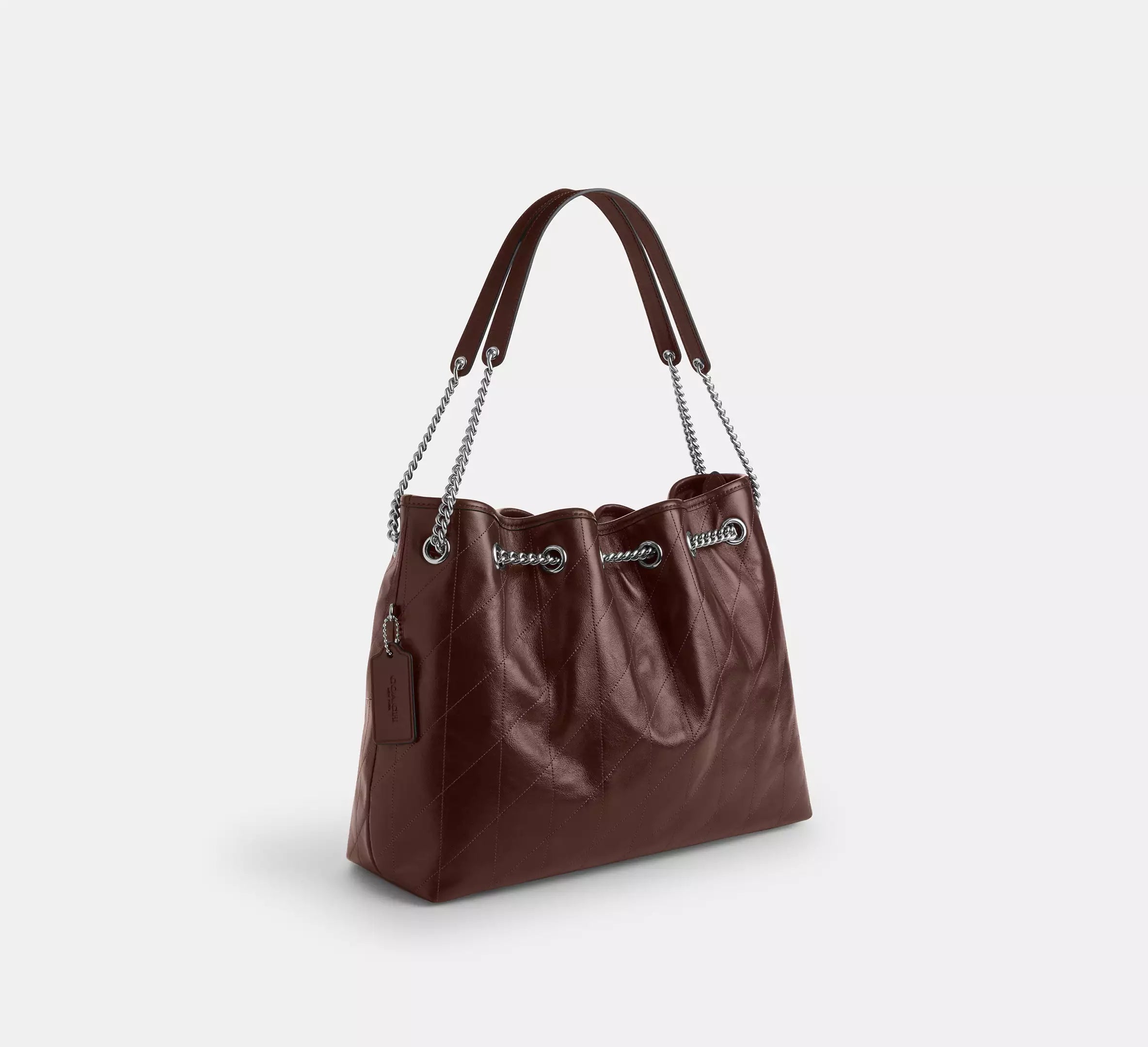 Coach Evelyn Shoulder Bag With Quilting - Silver/Maple
