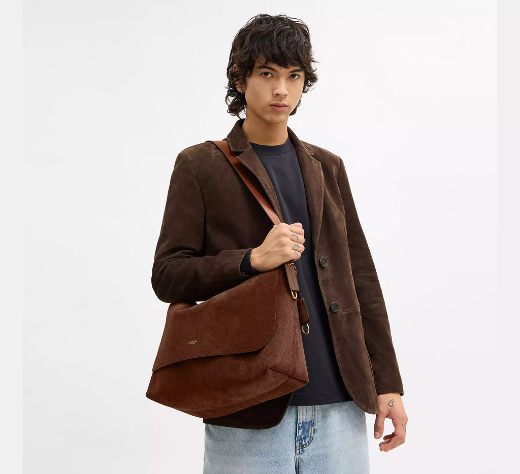 Coach Ludlow Messenger Bag  -  suede/Warm Brown