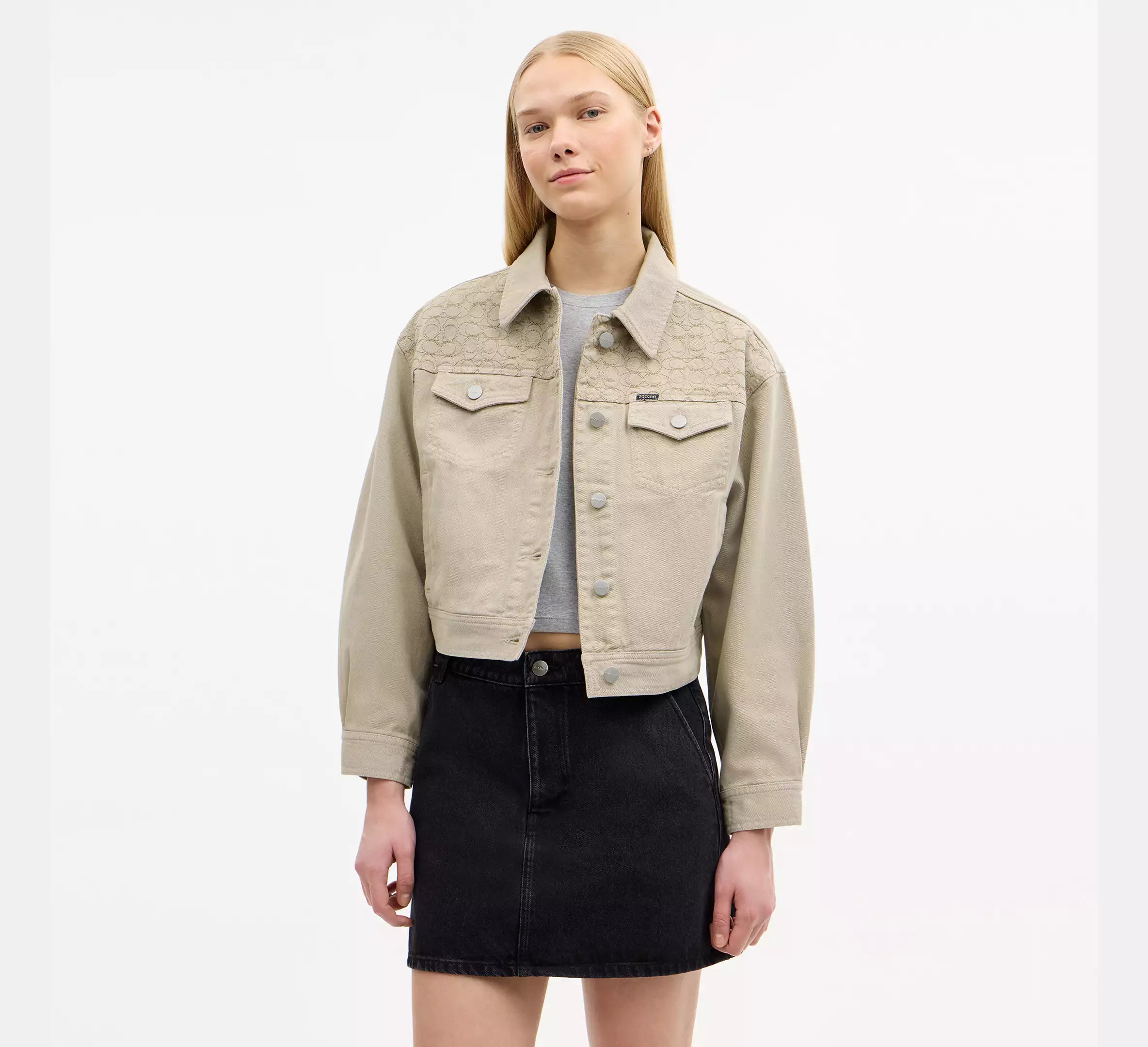 Coach Garment Dyed Denim Jacket  -  Dark Stone