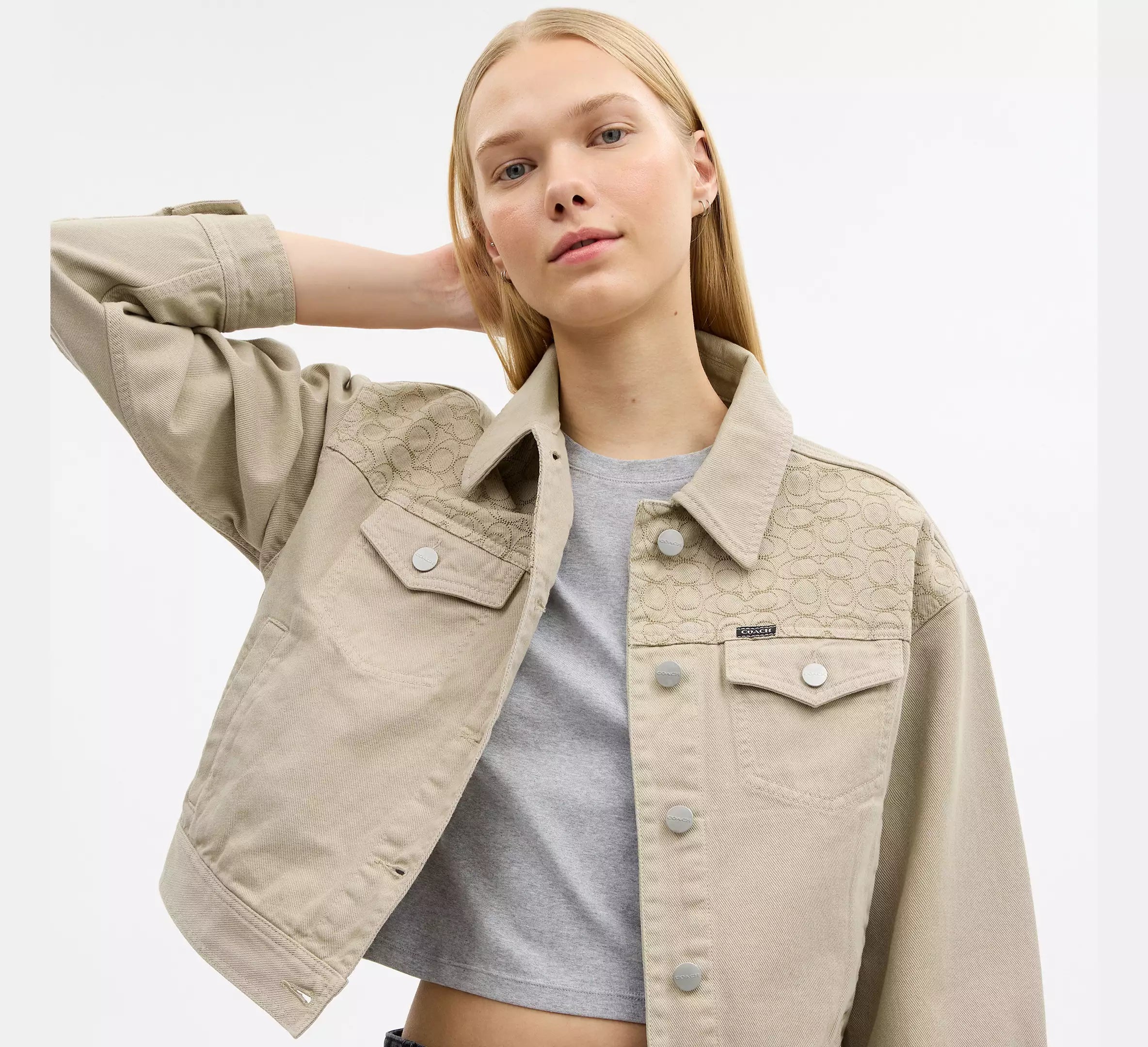 Coach Garment Dyed Denim Jacket  -  Dark Stone