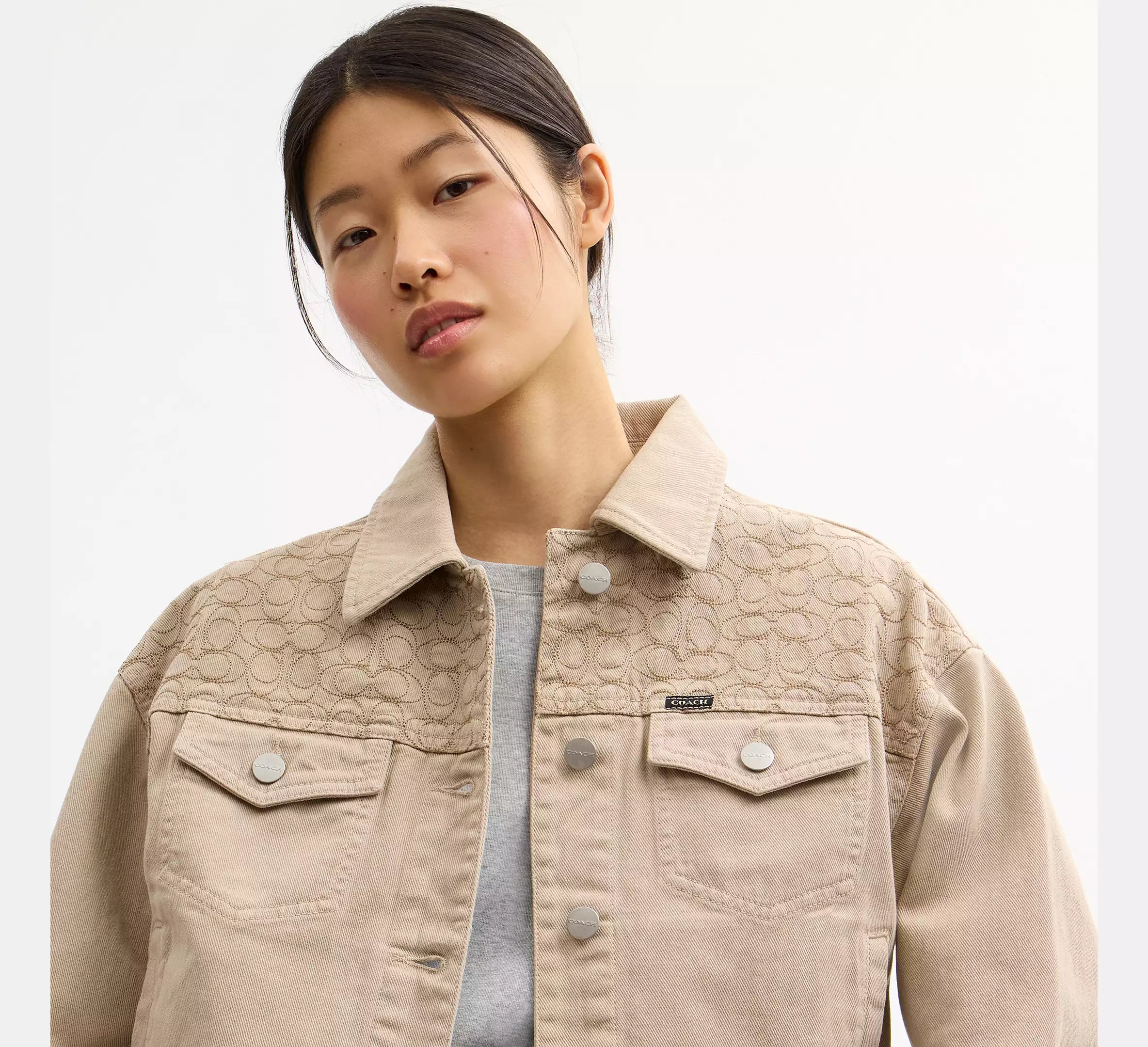 Coach Garment Dyed Denim Jacket  - Straw
