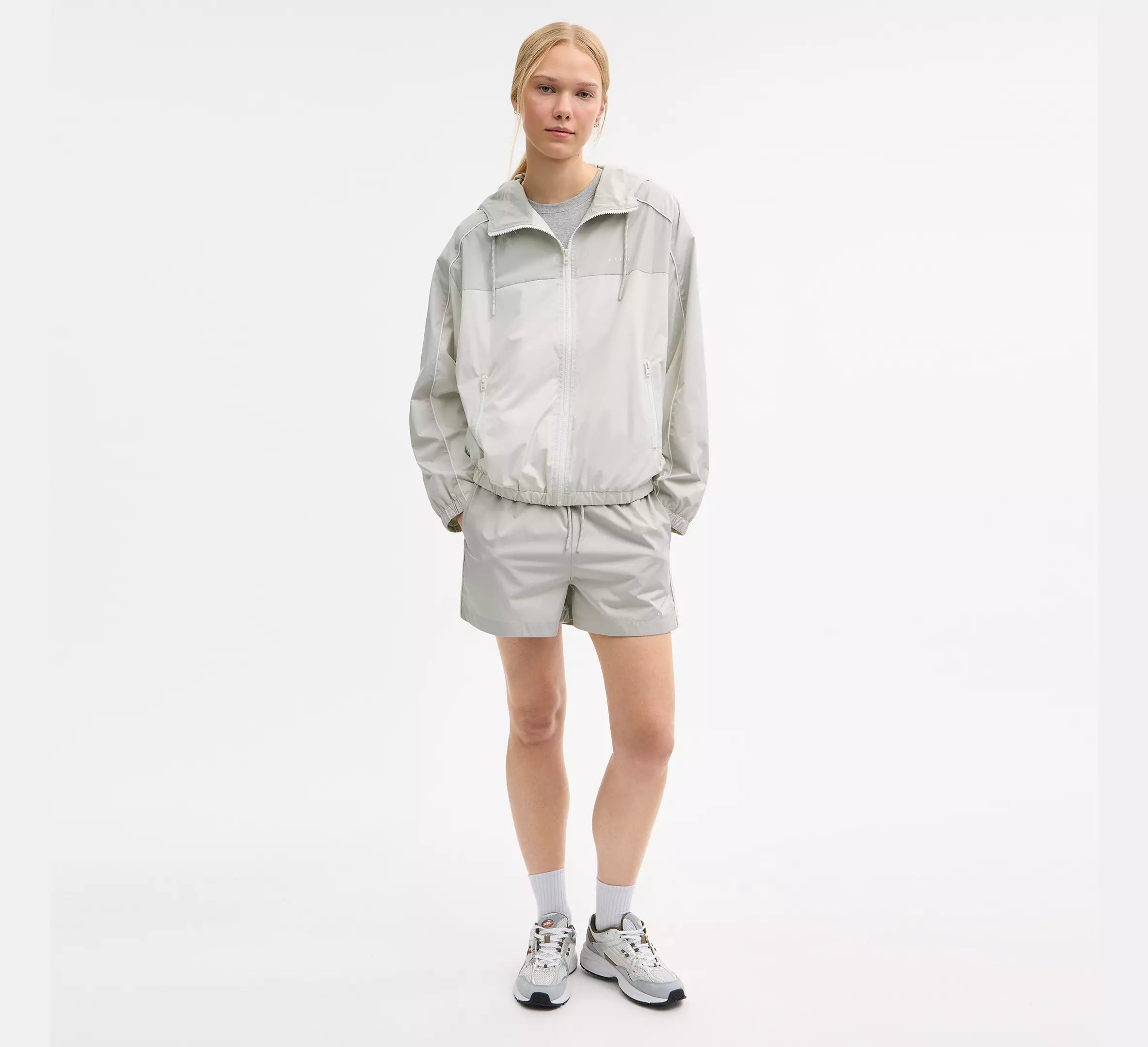 Coach Hooded Windbreaker  -  Dove Multi