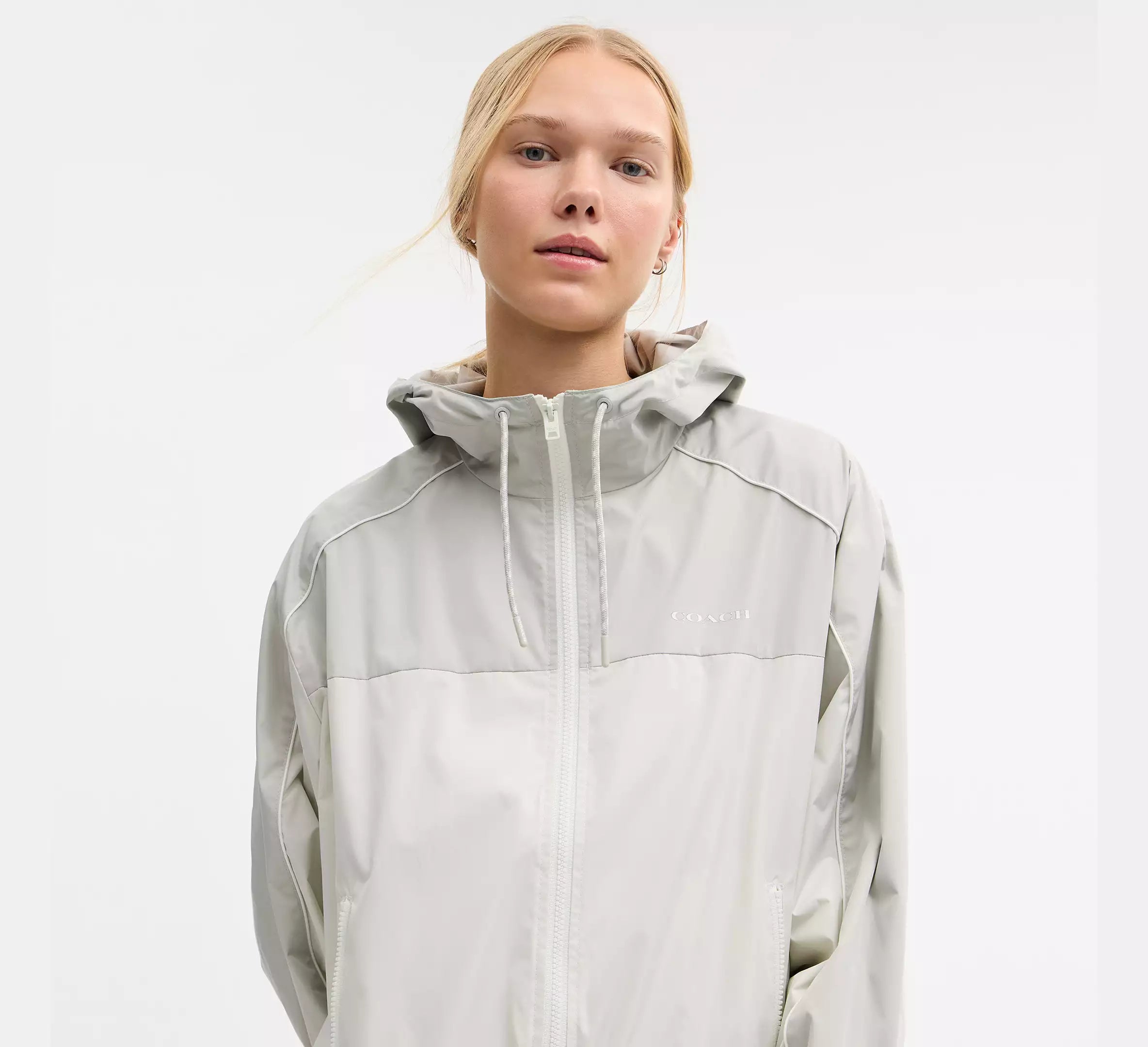 Coach Hooded Windbreaker  -  Dove Multi
