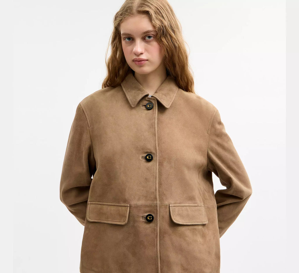 Coach Suede Coat  - Umber