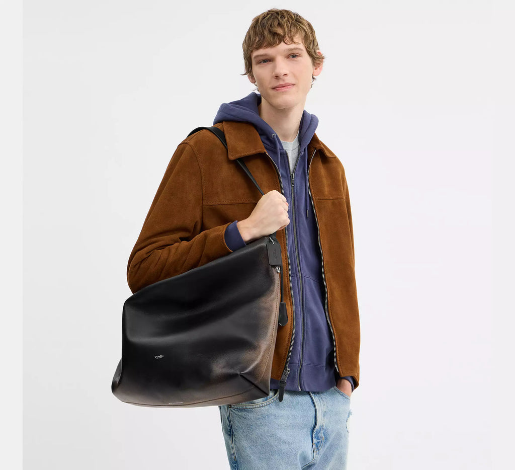 Coach Mott Messenger Bag In Loved Leather  -  Black/Light Tan