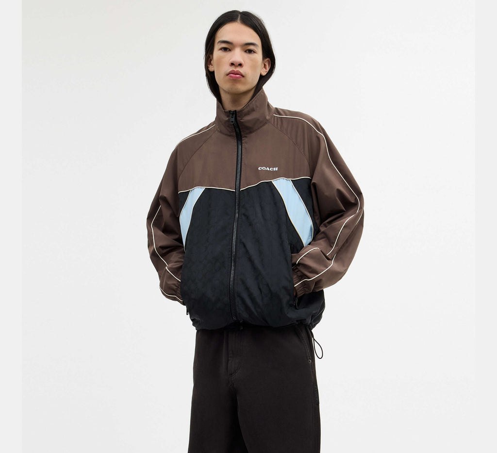 Coach Track Jacket In Recycled  -  Brown/Multi