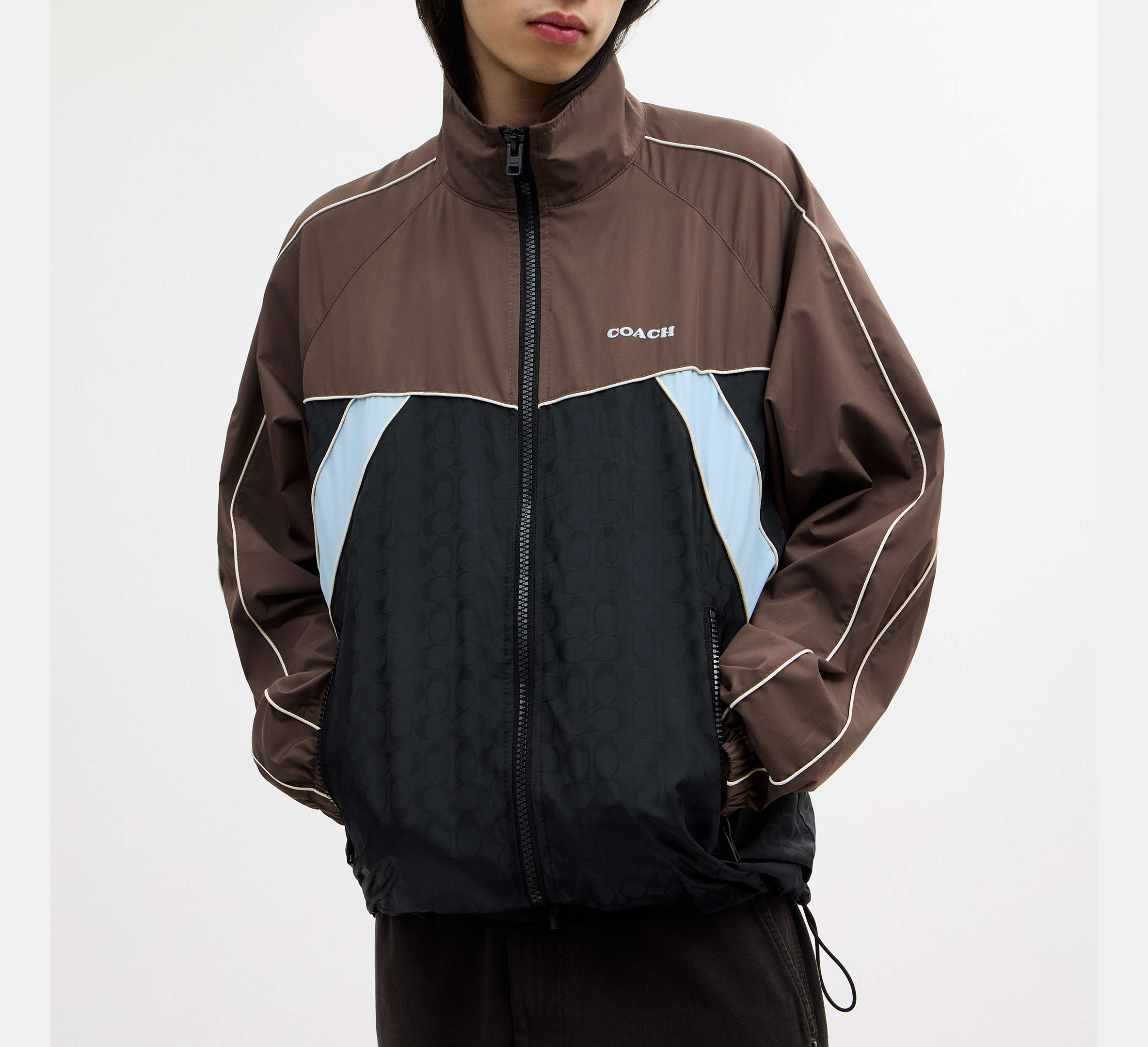 Coach Track Jacket In Recycled  -  Brown/Multi