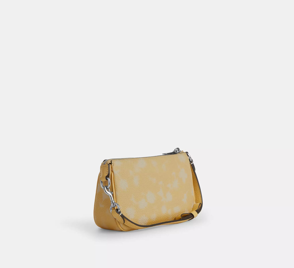 Coach  Nolita 19 With Floral Print And Bow - Silver/Washed Yellow