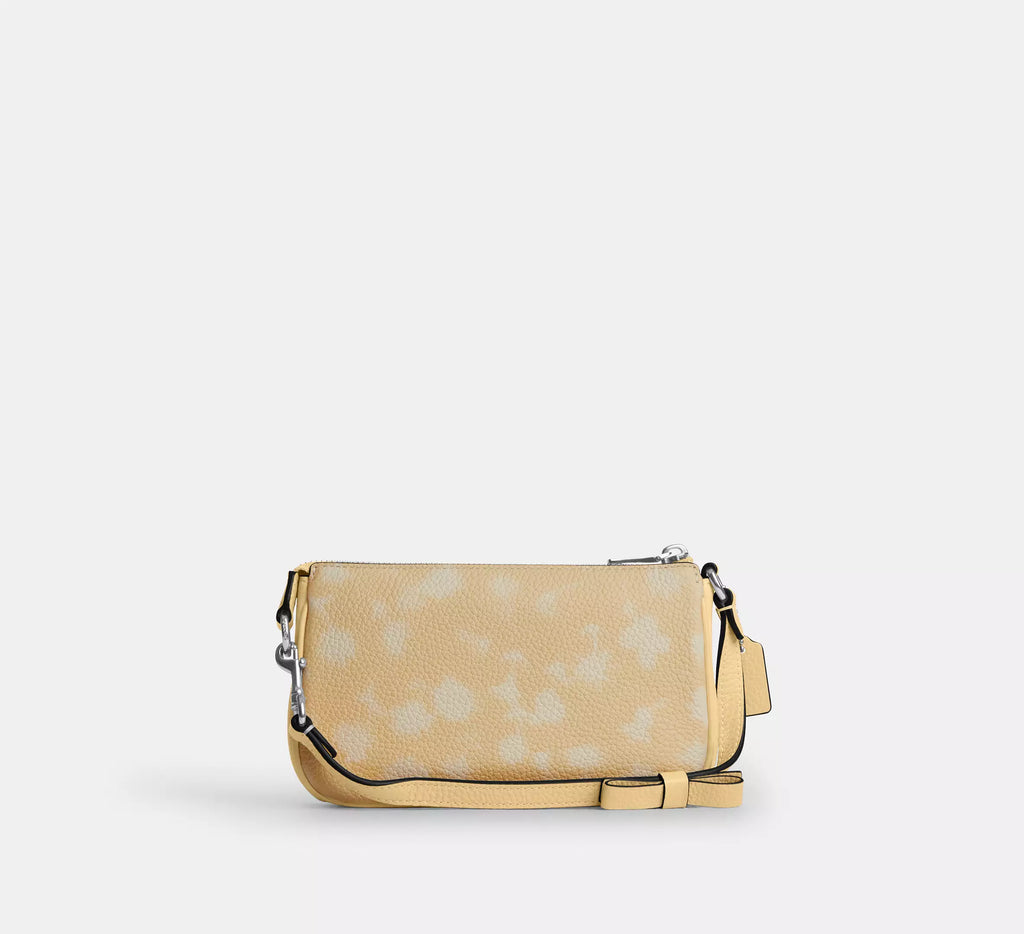 Coach  Nolita 19 With Floral Print And Bow - Silver/Washed Yellow