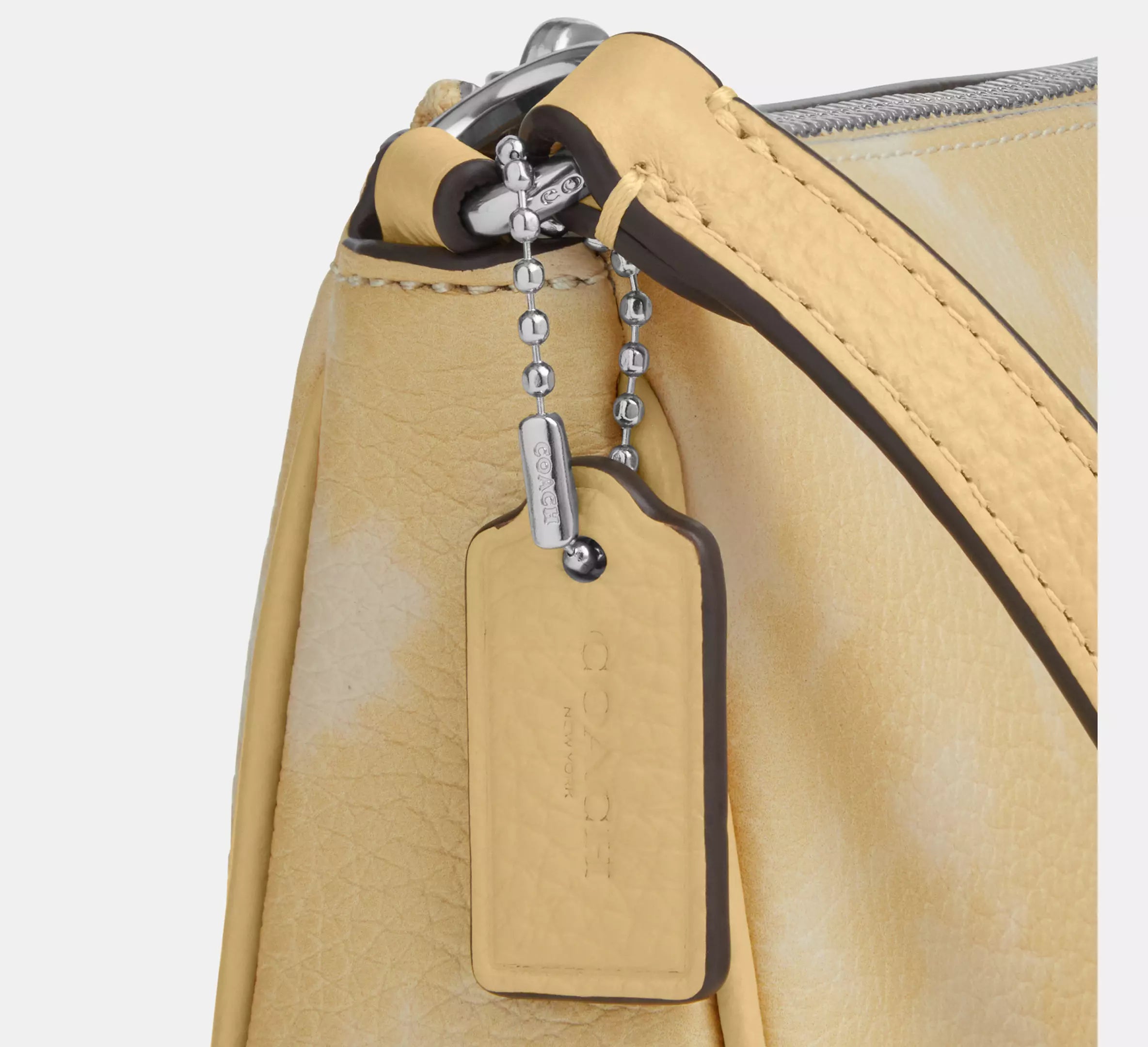 Coach  Nolita 19 With Floral Print And Bow - Silver/Washed Yellow