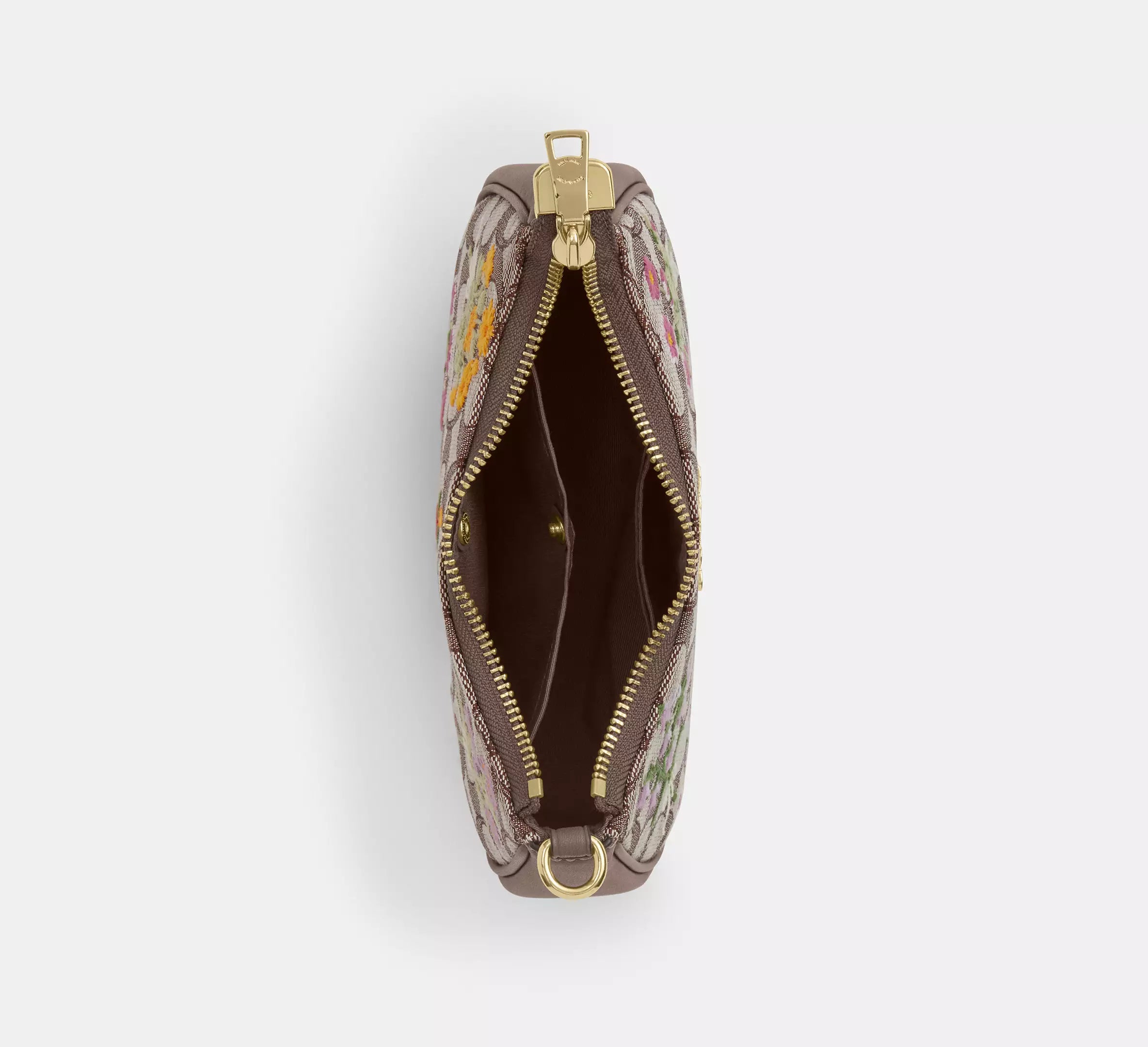 Coach Teri Mini Crossbody Bag In Signature Jacquard With Floral Embroidery  -  Gold/Oak Multi